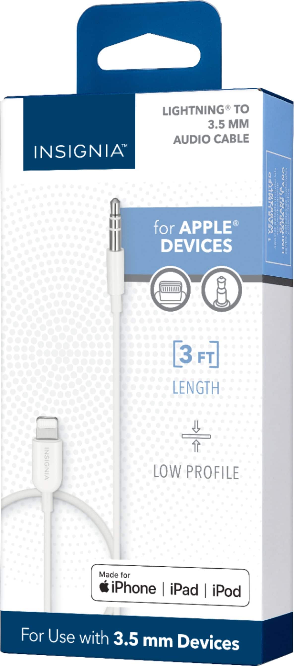 Alt View 15. Insignia™ - 3' Lightning to 3.5 mm Audio Cable - White.