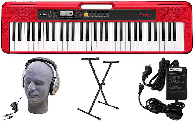 Front. Casio - CT-S200 61-Key Premium Keyboard Package - Red.