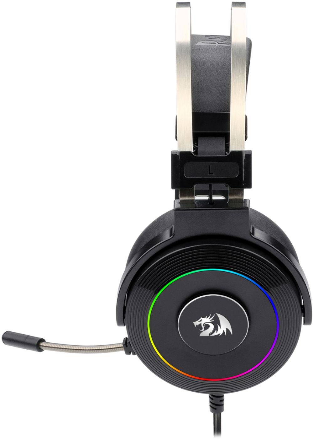 Left View: REDRAGON - H320RGB-1 Lamia 2 RGB Wired 7.1 Virtual Surround Sound Gaming Headset for PC - Black
