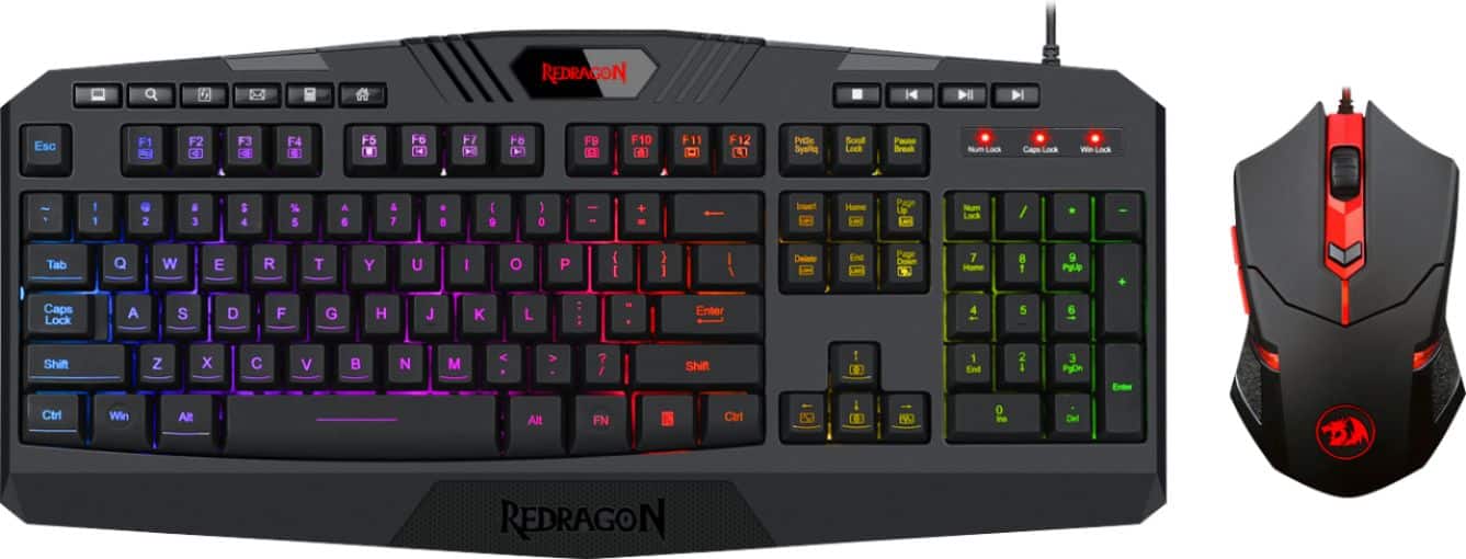 Front. REDRAGON - S101-3 Full-size Wired Gaming Keyboard and Optical Mouse Gaming Bundle with Back Lighting - Black.