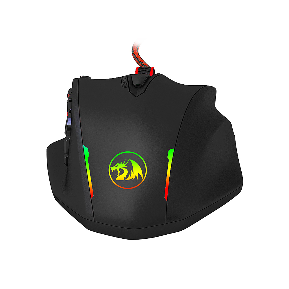 Back View: REDRAGON - M908 Impact Wired Laser Gaming Mouse with RGB Lighting - Black