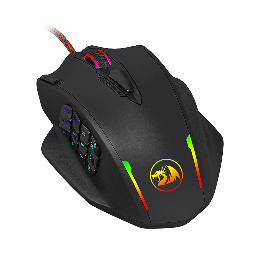 Angle View: REDRAGON - M908 Impact Wired Laser Gaming Mouse with RGB Lighting - Black