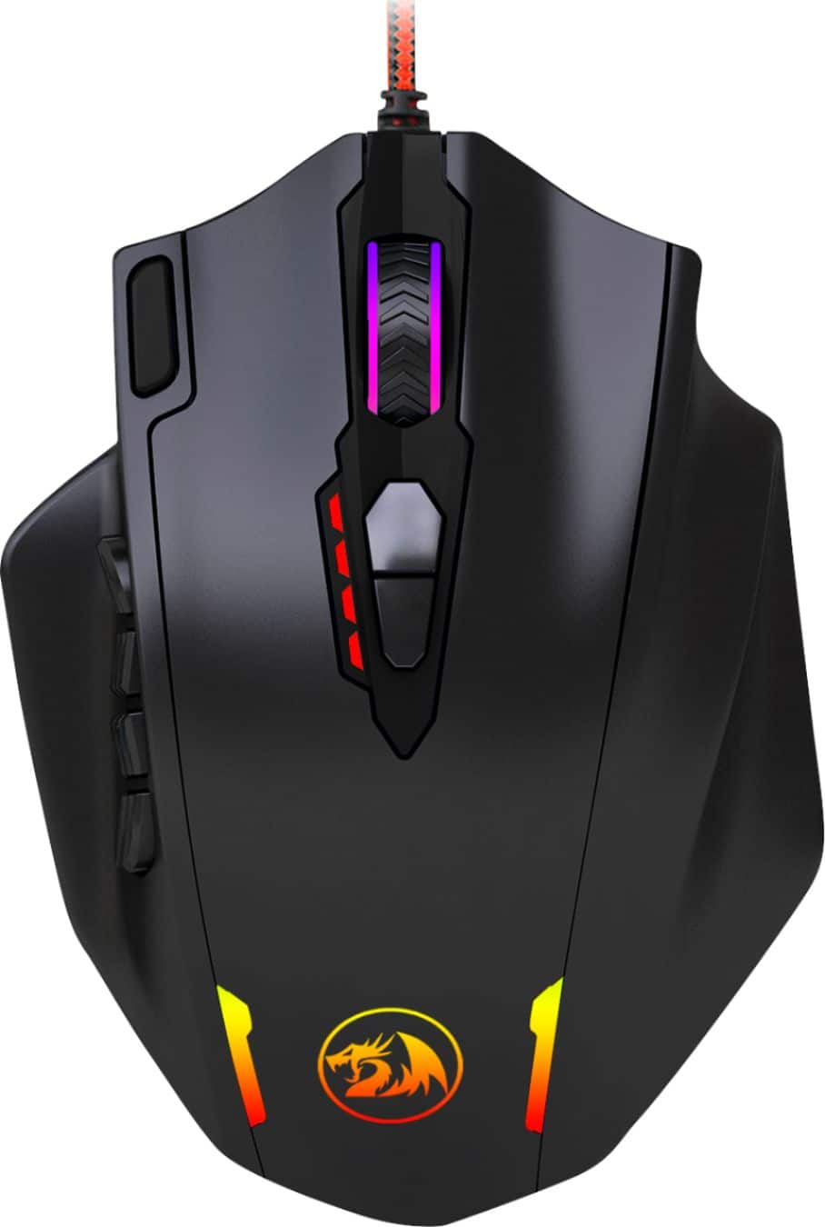 Front. REDRAGON - M908 Impact Wired Laser Gaming Mouse with RGB Lighting - Black.