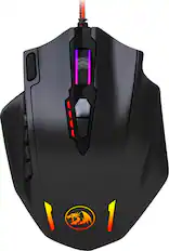 Front. REDRAGON - M908 Impact Wired Laser Gaming Mouse with RGB Lighting - Black.