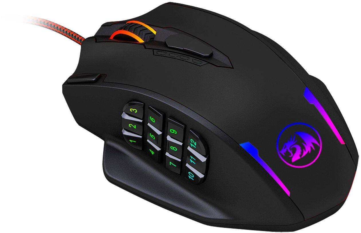 Alt View 13. REDRAGON - M908 Impact Wired Laser Gaming Mouse with RGB Lighting - Black.
