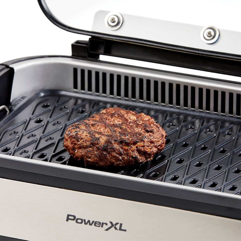 Power XL Smokeless Grill Elite Plus Indoor Electric Grill with Tempered Glass Lid, Non-Stick, Black