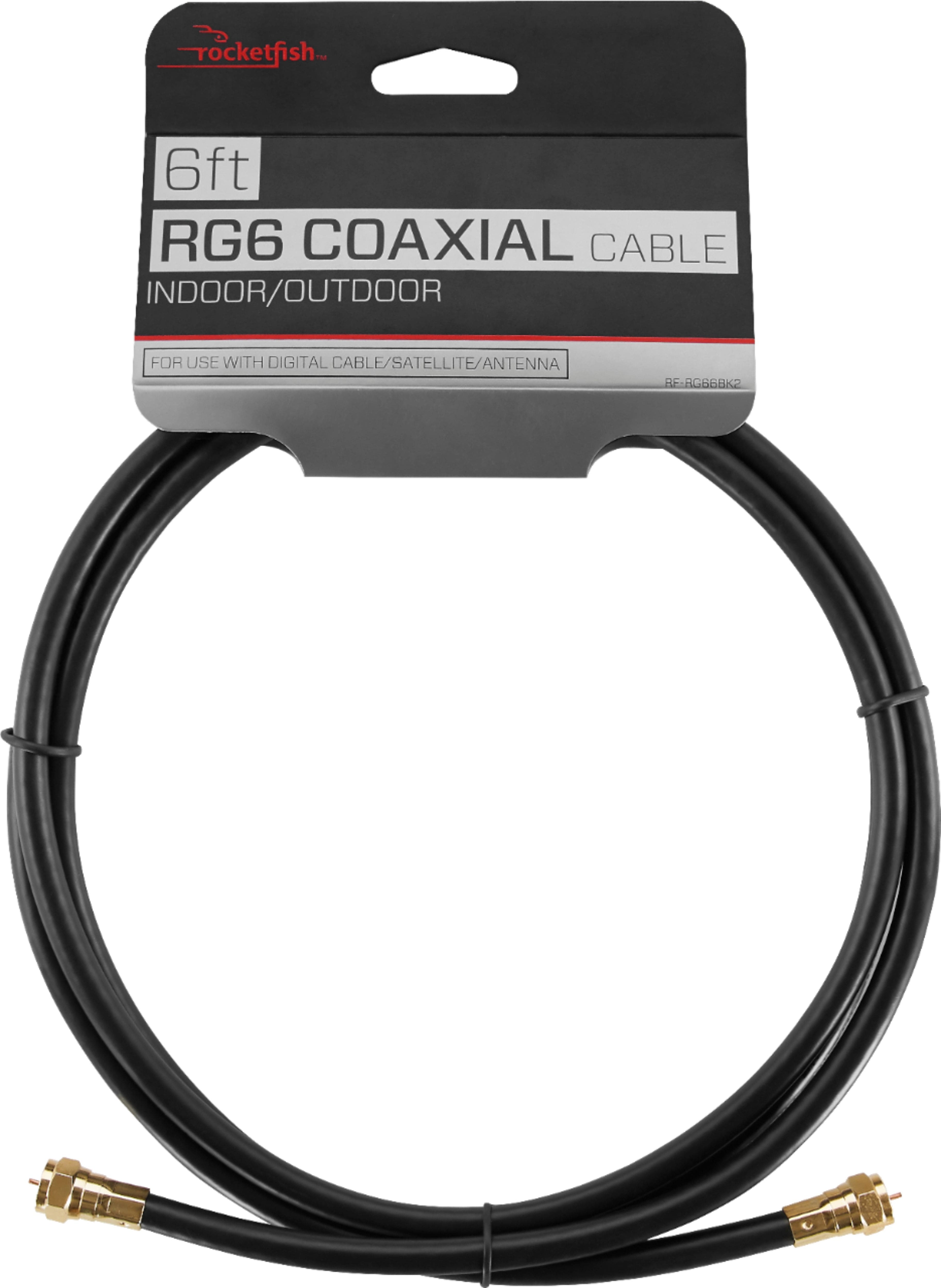 Alt View 13. Rocketfish™ - 6' Indoor/Outdoor RG6 Coaxial Cable - Black.
