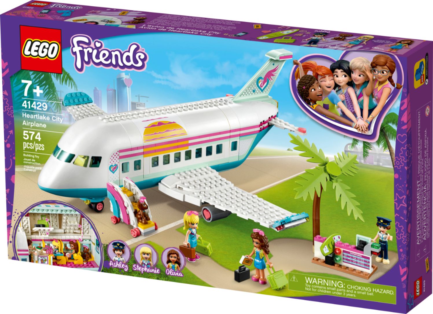 and Lots of Fun Airplane Accessories to Spark Fun and Creative Playtimes LEGO Friends Heartlake City Airplane 41429 New 2020 Includes LEGO Friends Stephanie and Olivia 574 Pieces 