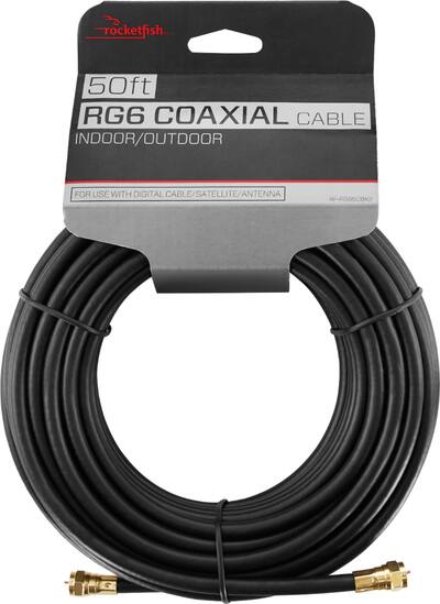 Rocketfish™ 50' Indoor/Outdoor RG6 Coaxial Cable Black RF-RG650BK2 Rocketfish™ 50' Indoor/Outdoor RG6 Coaxial Cable Black RF-RG650BK2