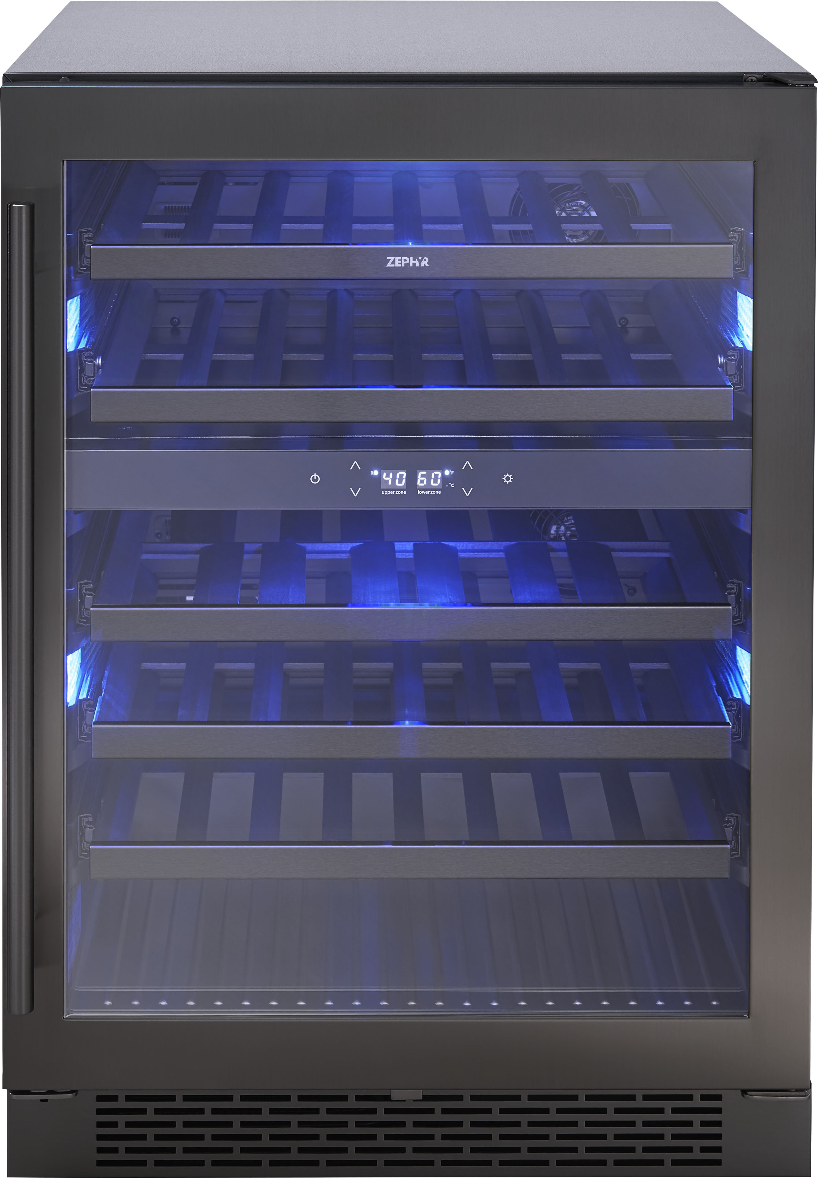 Angle View: Zephyr - Presrv 24 in. 45-Bottle Dual Zone Wine Cooler - Black stainless steel