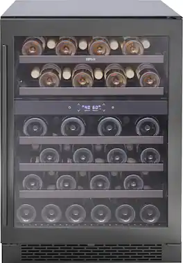 Zephyr - Presrv 24 in. 45-Bottle Dual Zone Freestanding/Built-In Wine Cooler - Black Stainless Steel