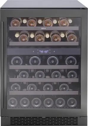 Front. Zephyr - Presrv 24 in. 45-Bottle Dual Zone Freestanding/Built-In Wine Cooler - Black Stainless Steel.