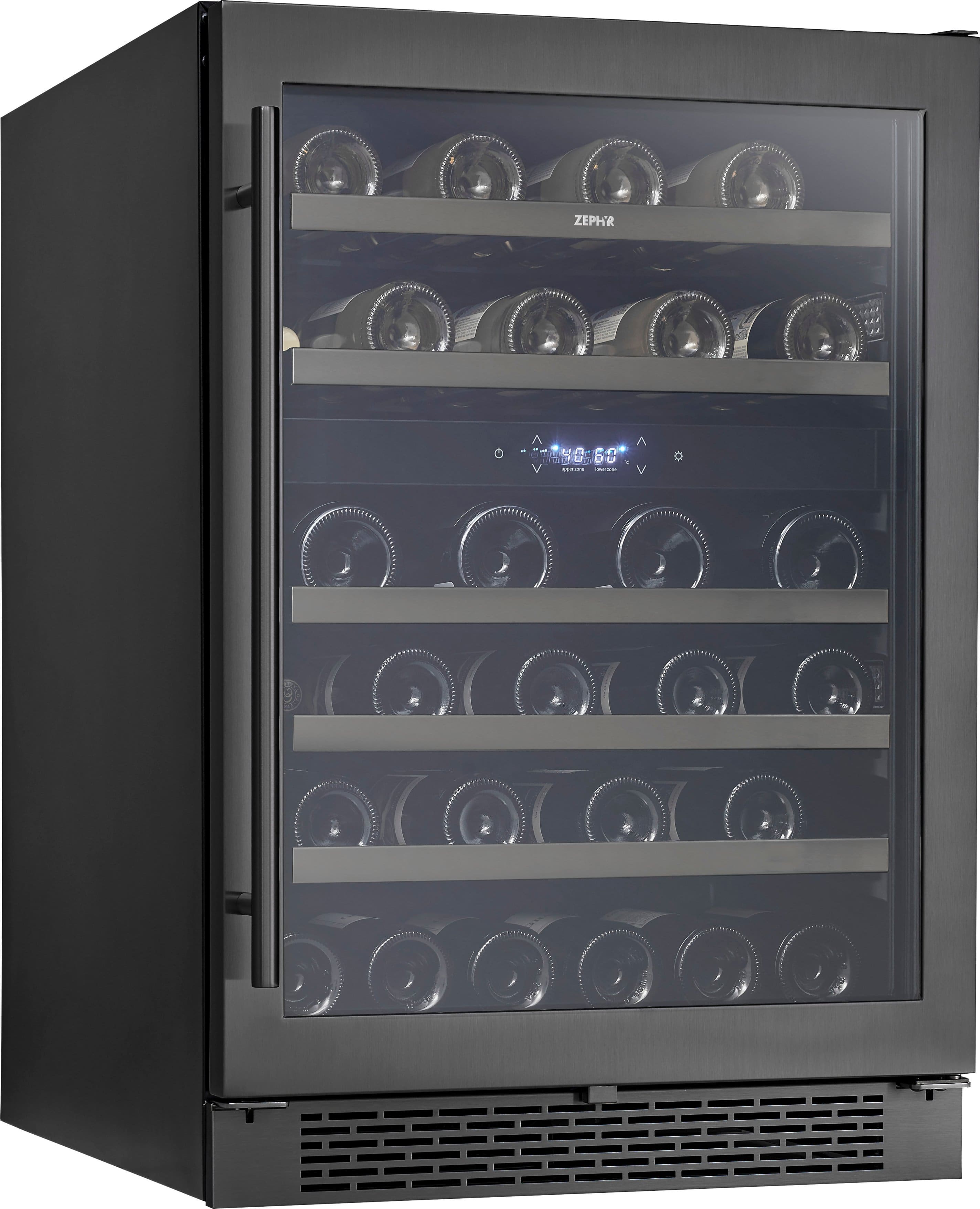 Alt View 15. Zephyr - Presrv 24 in. 45-Bottle Dual Zone Freestanding/Built-In Wine Cooler - Black Stainless Steel.