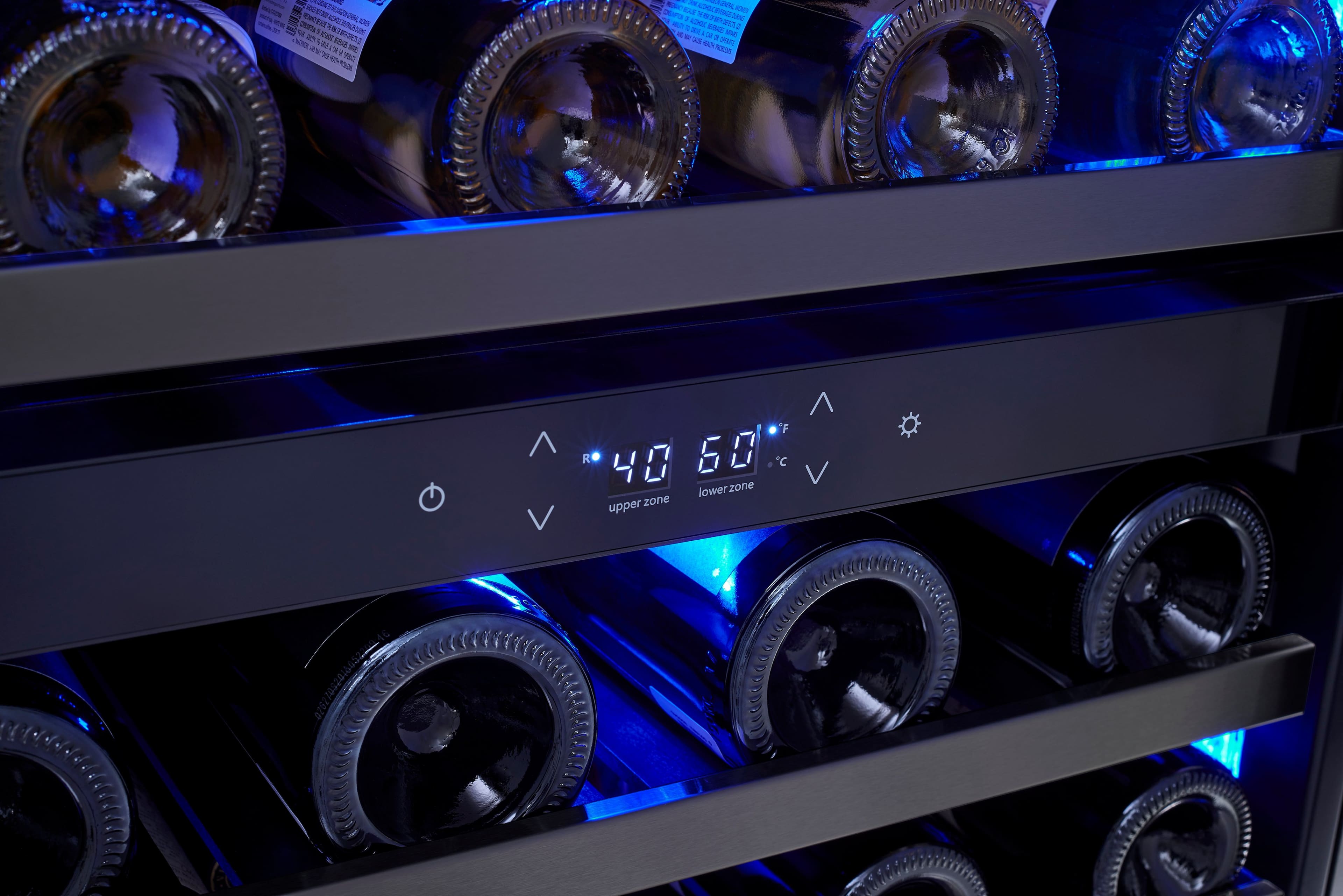 Alt View 18. Zephyr - Presrv 24 in. 45-Bottle Dual Zone Freestanding/Built-In Wine Cooler - Black Stainless Steel.