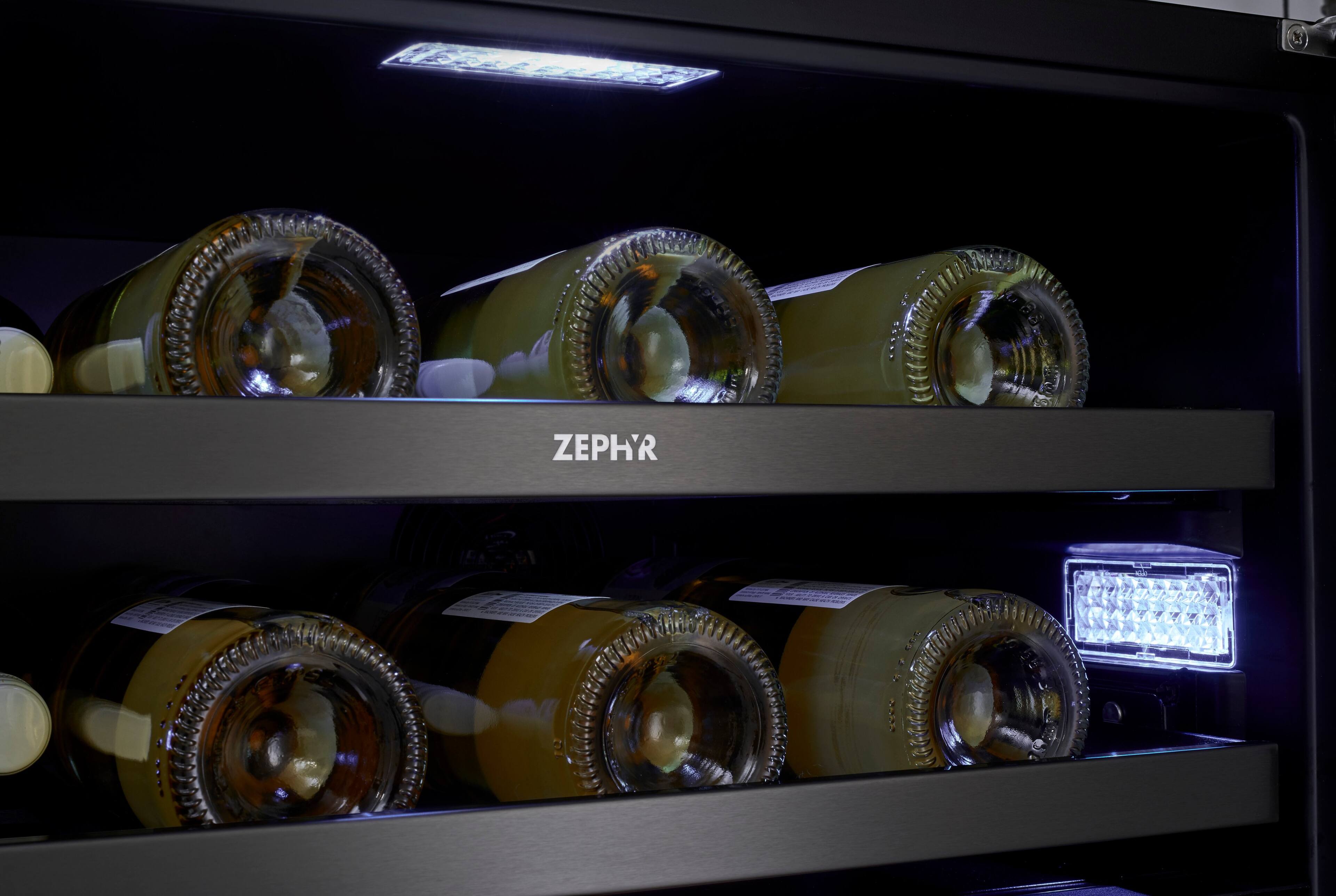 Alt View 19. Zephyr - Presrv 24 in. 45-Bottle Dual Zone Freestanding/Built-In Wine Cooler - Black Stainless Steel.