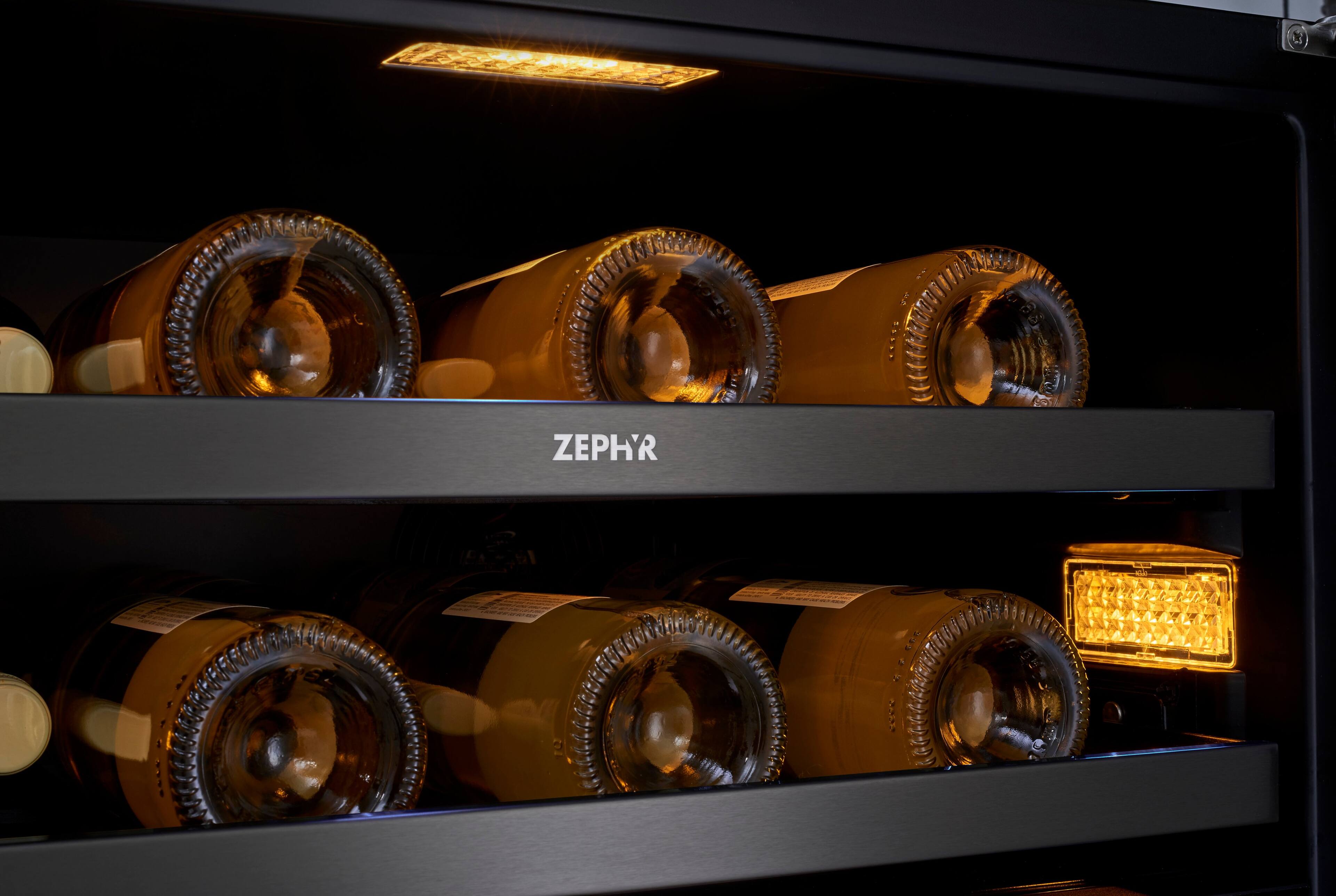 Alt View 21. Zephyr - Presrv 24 in. 45-Bottle Dual Zone Freestanding/Built-In Wine Cooler - Black Stainless Steel.