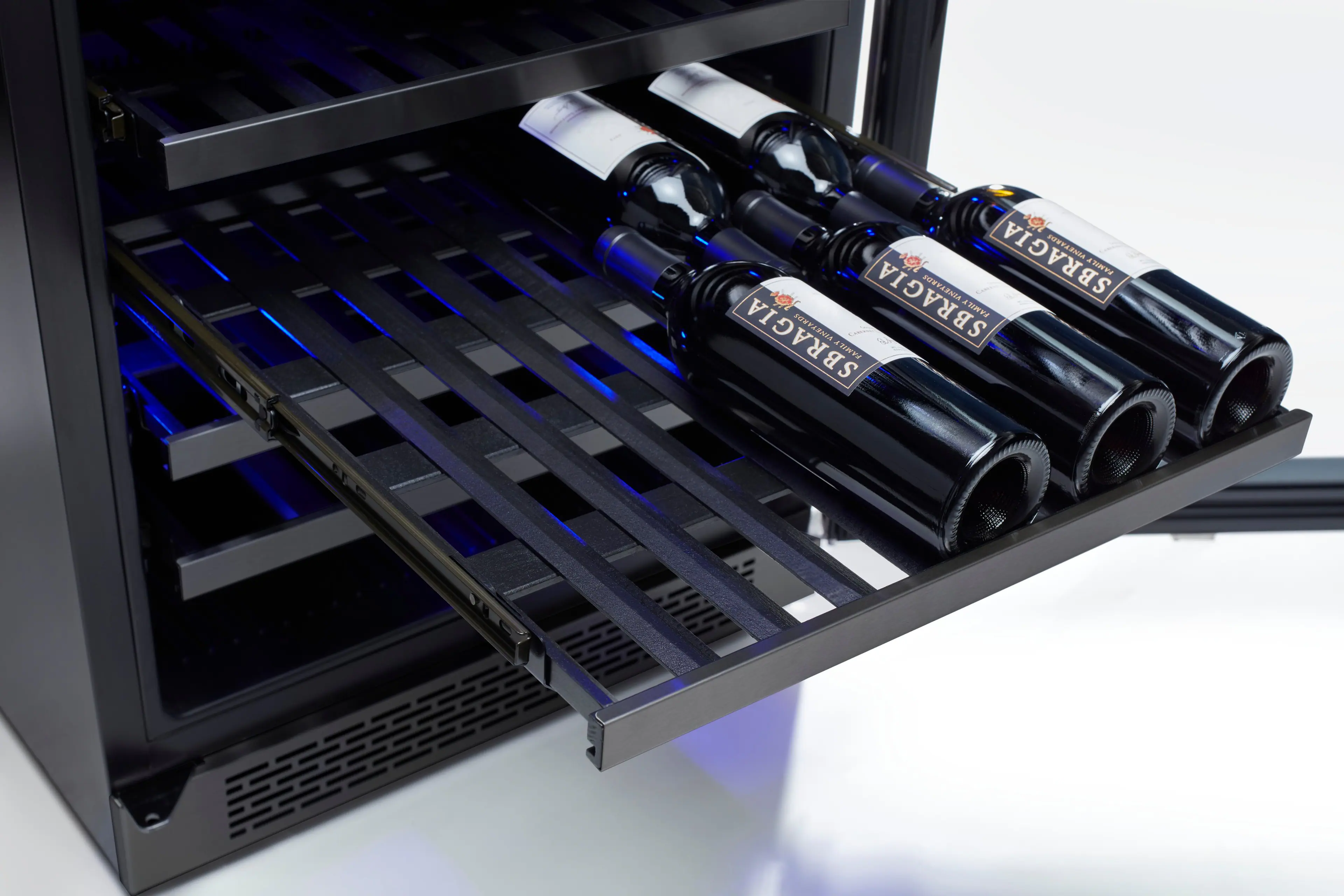 Alt View 22. Zephyr - Presrv 24 in. 45-Bottle Dual Zone Freestanding/Built-In Wine Cooler - Black Stainless Steel.