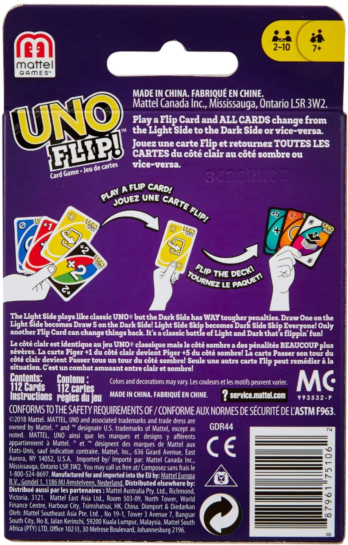 UNO Flip! Card Game for Kids, Adults & Family Night with Double-Sided  Cards, Light & Dark