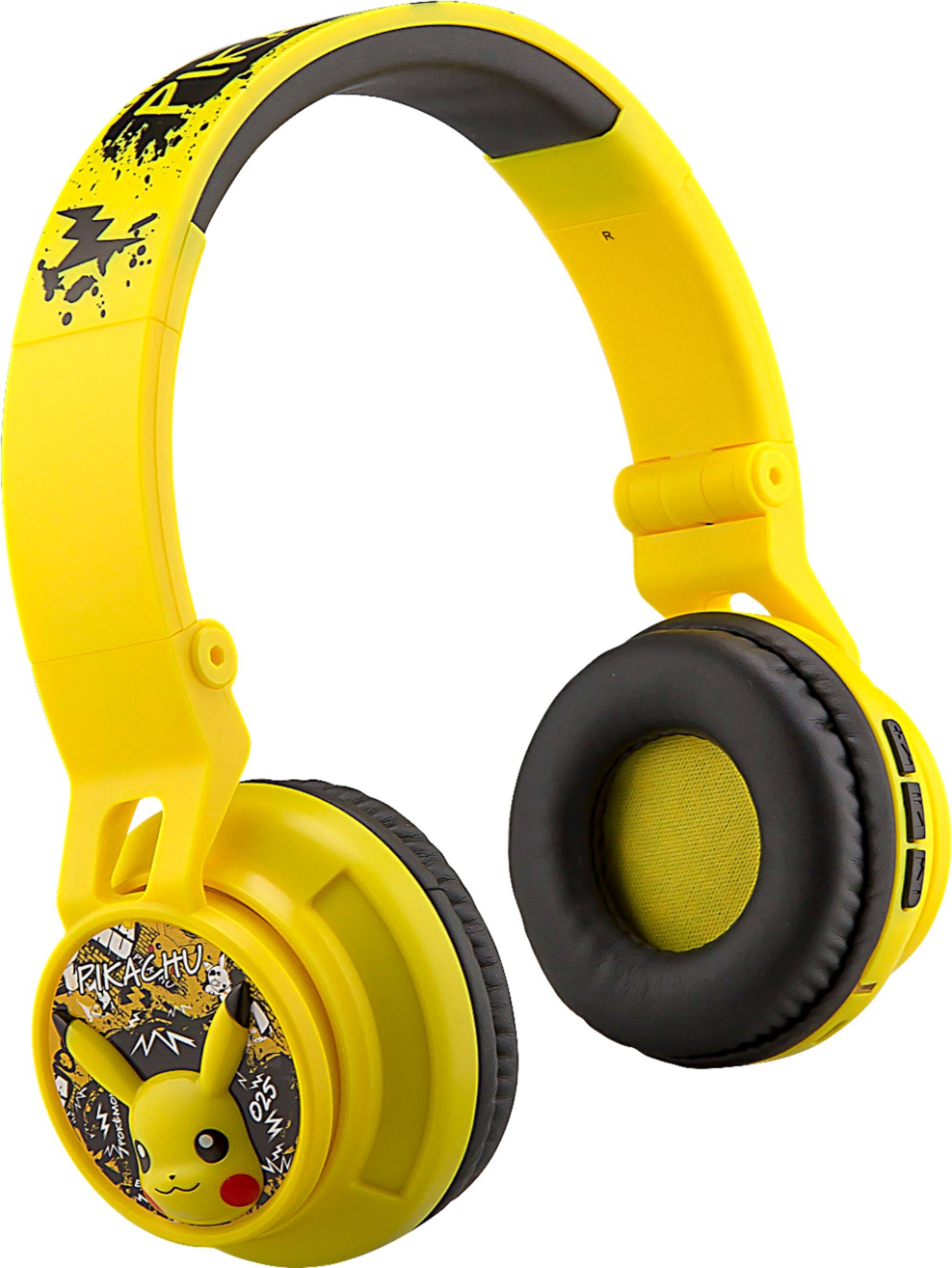 Angle. KIDdesigns - eKids Pokemon Pikachu Wireless Over the Ear Headphones - yellow.