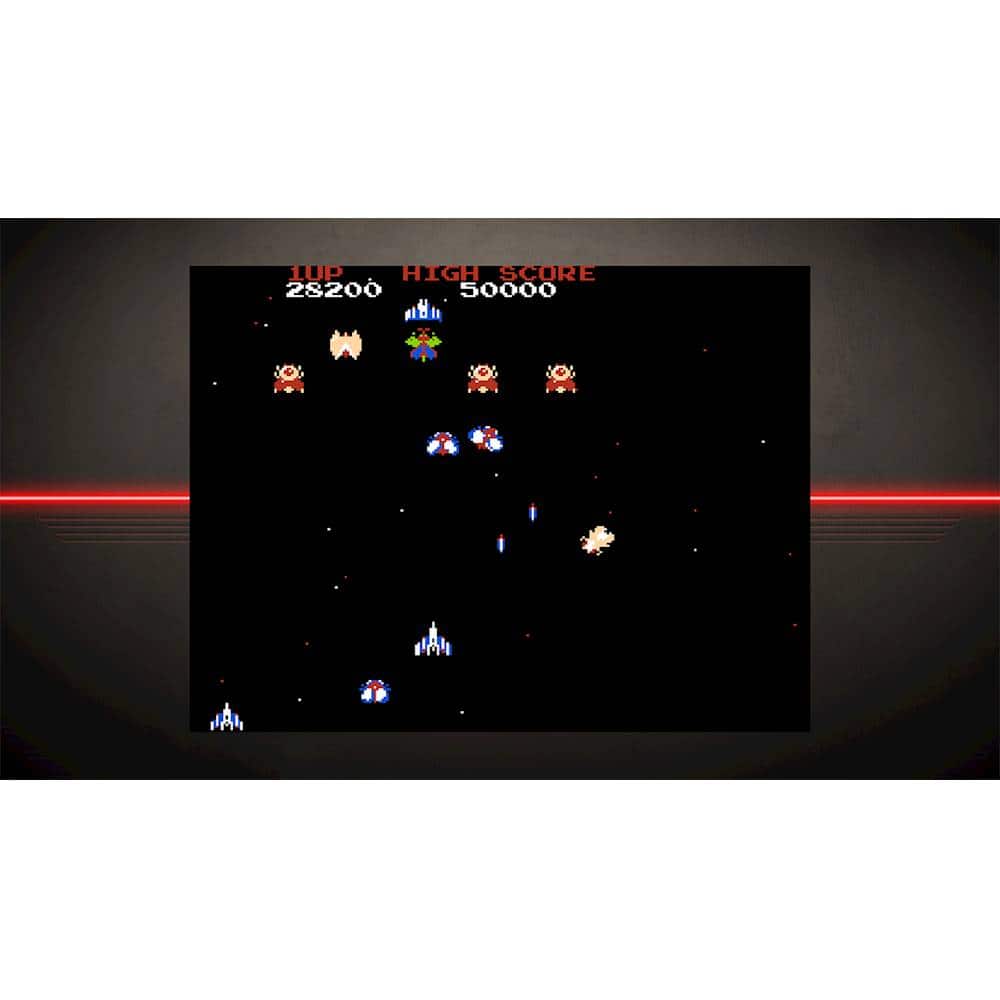 The image features a video game with a high score of 28200, and the game is set in space. The game is played on a television screen, and there are several spaceships visible in the scene. The high score is displayed prominently in the upper left corner of the image, drawing attention to the player's achievement.