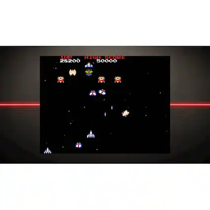 The image features a video game with a high score of 28200, and the game is set in space. The game is played on a television screen, and there are several spaceships visible in the scene. The high score is displayed prominently in the upper left corner of the image, drawing attention to the player's achievement. - E10+ (Everyone 10+)