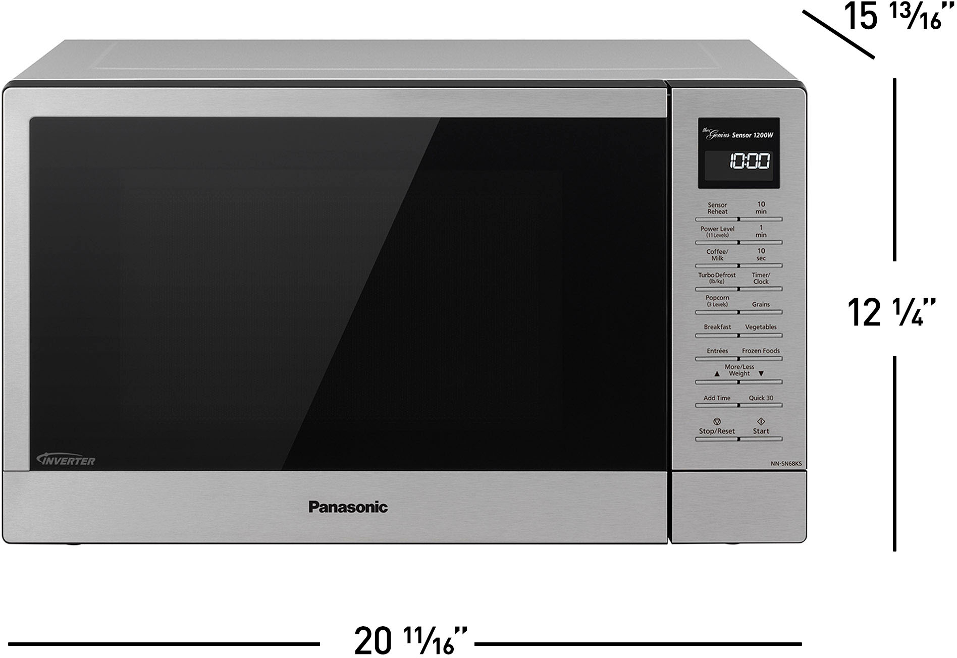 Angle View: Panasonic - 1.2 Cu. Ft. 1200 Watt SN68KS Microwave with Inverter and Genius Sensor - Stainless Steel