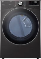 LG - 7.4 Cu. Ft. Stackable Smart Gas Dryer with Steam and Built In Intelligence - Black steel - Front_Zoom