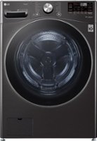 LG - 5.0 Cu. Ft. High Efficiency Stackable Smart Front-Load Washer with Steam and Built-In Intelligence - Black steel - Front_Zoom