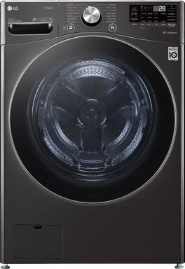 LG - 5.0 Cu. Ft. High-Efficiency Stackable Smart Front Load Washer with Steam and Built-In Intelligence - Black Steel