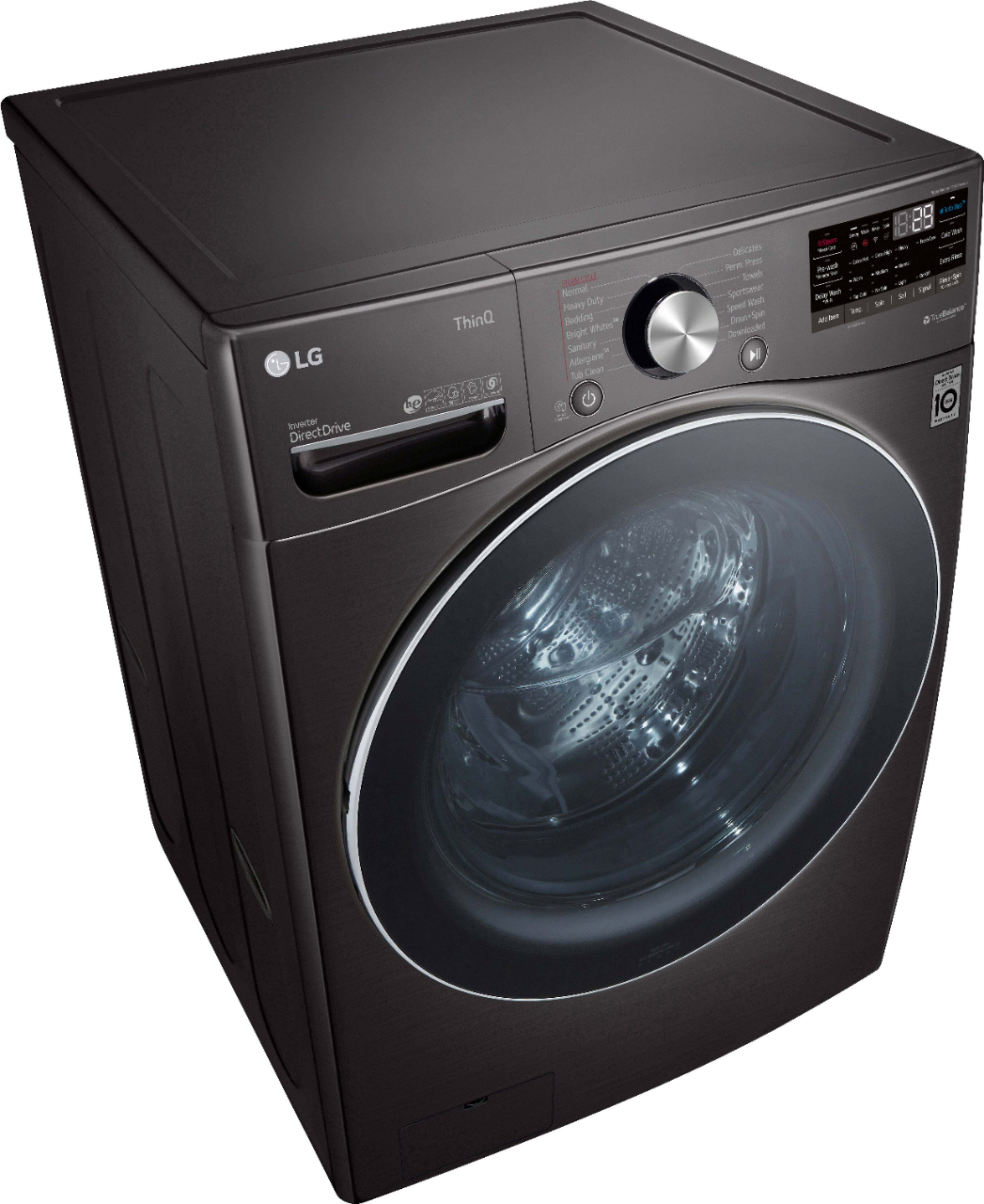 Alt View 13. LG - 5.0 Cu. Ft. High-Efficiency Stackable Smart Front Load Washer with Steam and Built-In Intelligence - Black Steel.