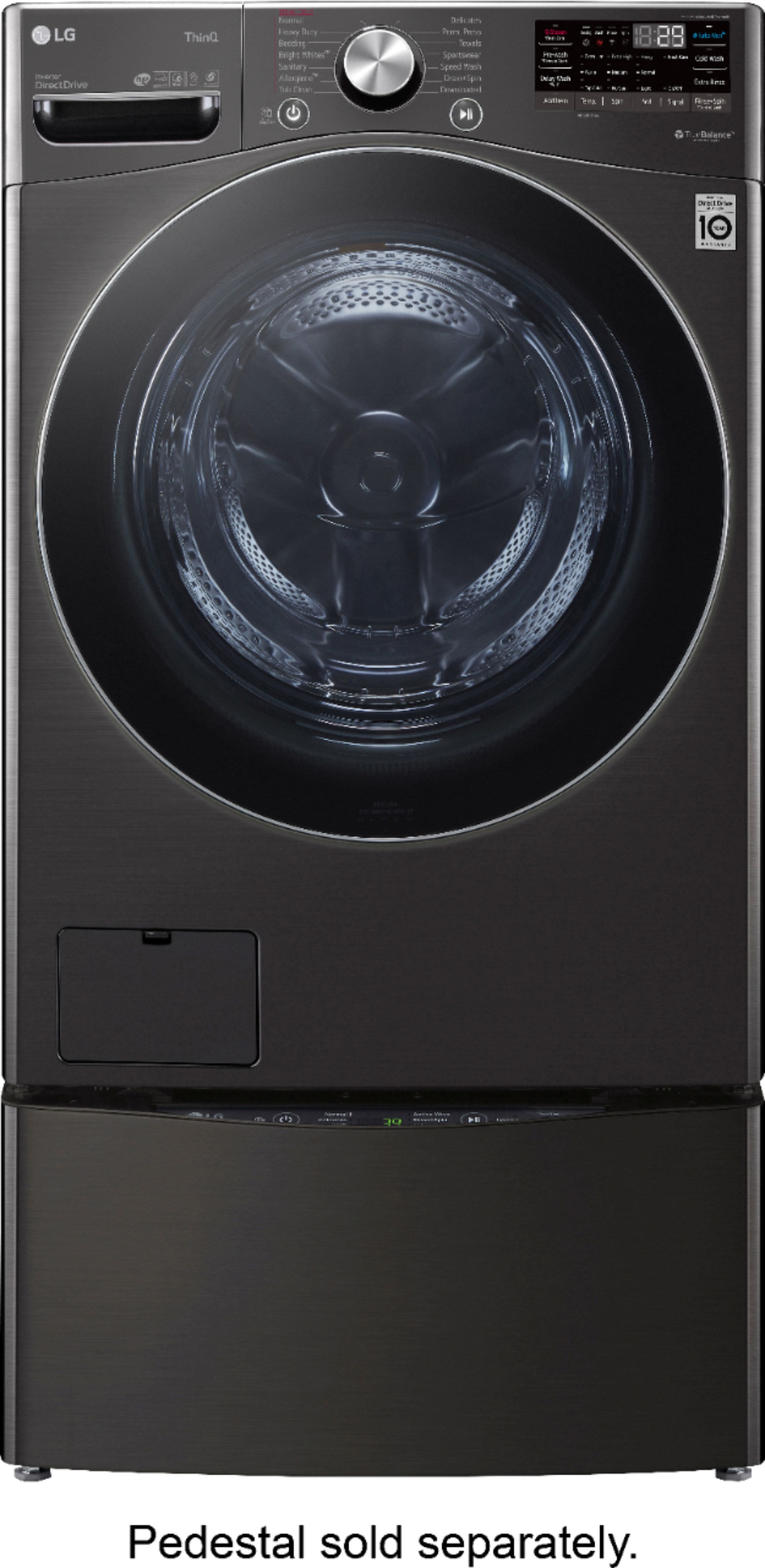 Alt View 16. LG - 5.0 Cu. Ft. High-Efficiency Stackable Smart Front Load Washer with Steam and Built-In Intelligence - Black Steel.