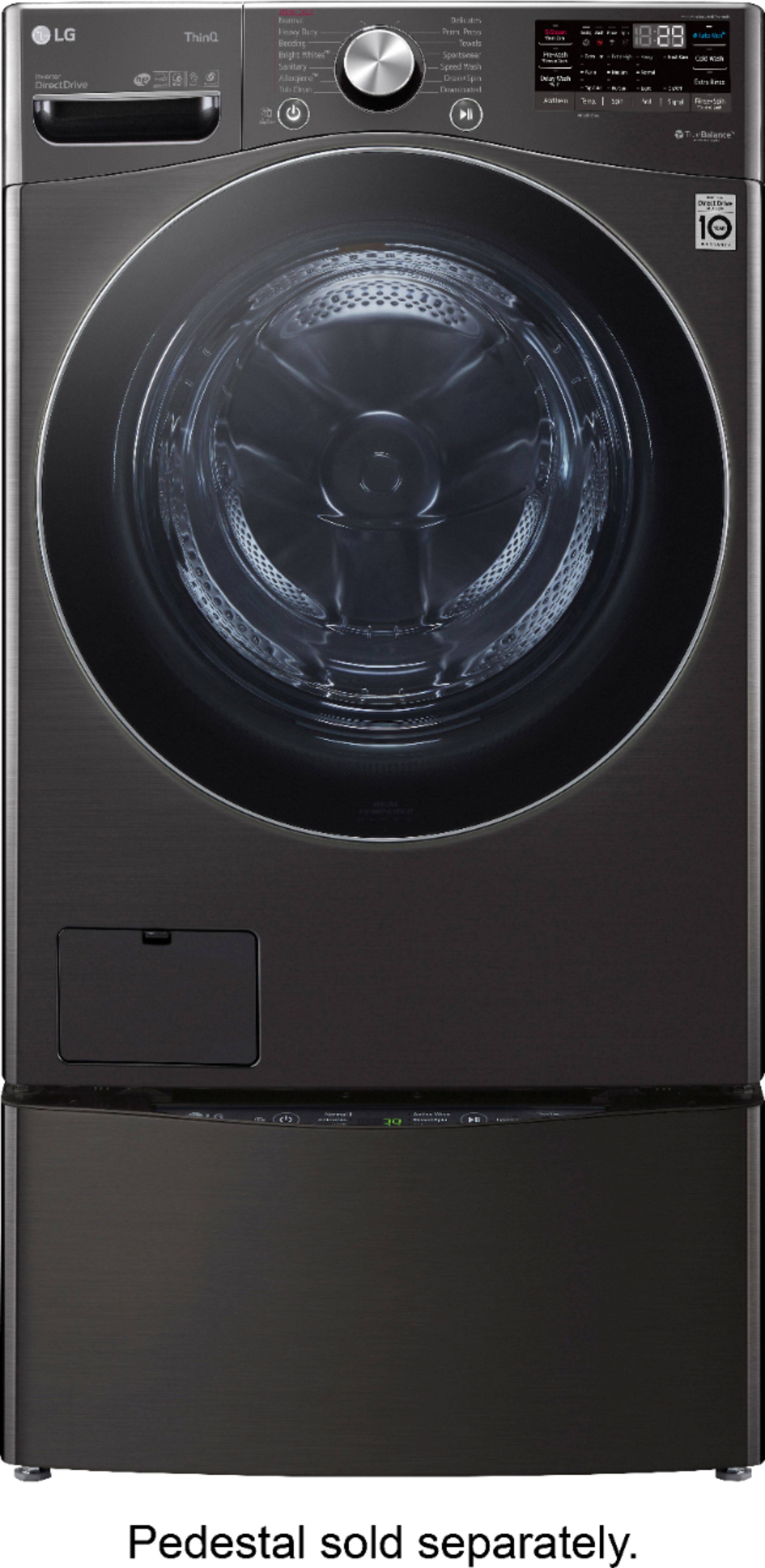 Alt View 16. LG - 5.0 Cu. Ft. High-Efficiency Stackable Smart Front Load Washer with Steam and Built-In Intelligence - Black Steel.