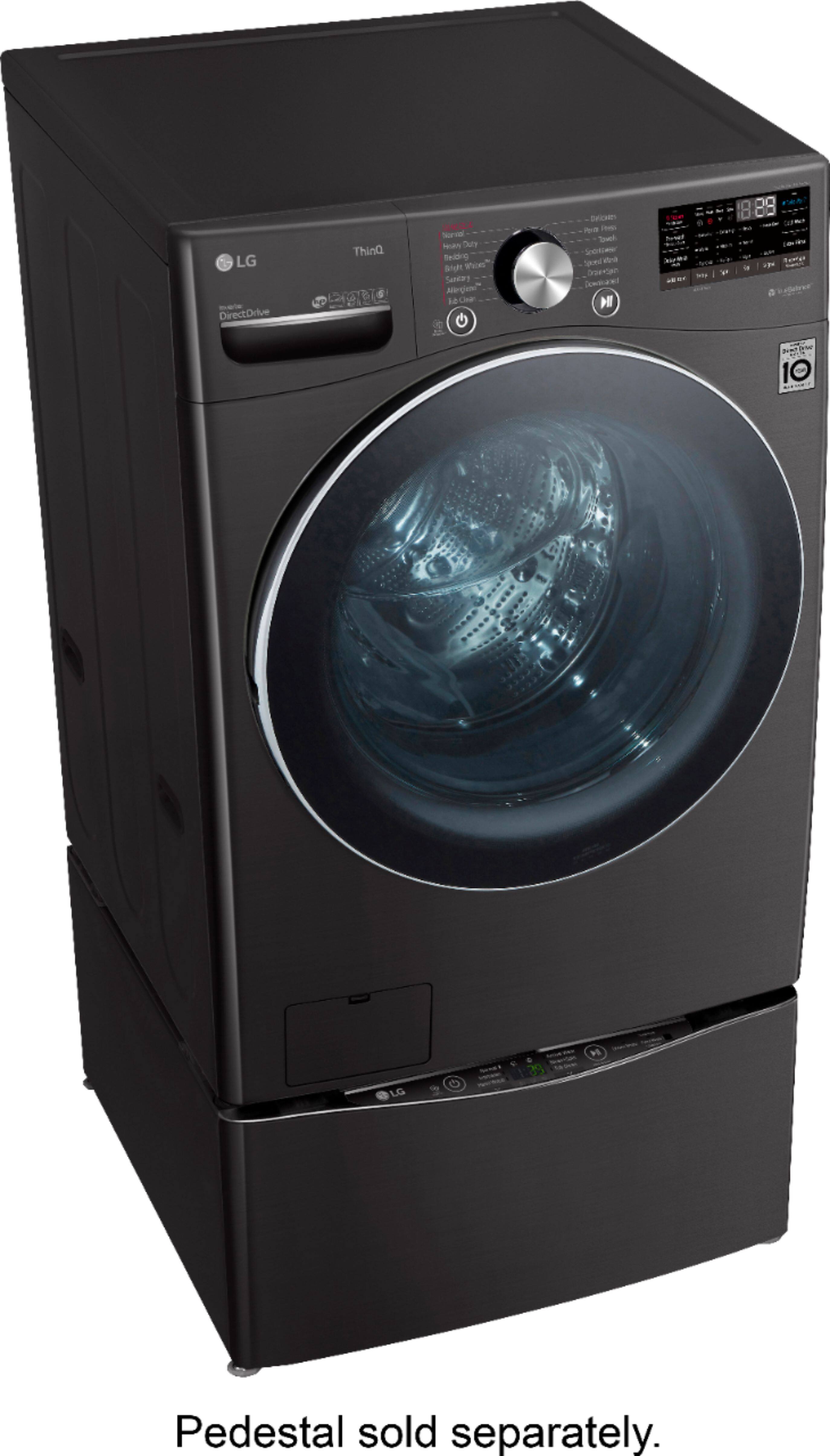 Alt View 17. LG - 5.0 Cu. Ft. High-Efficiency Stackable Smart Front Load Washer with Steam and Built-In Intelligence - Black Steel.