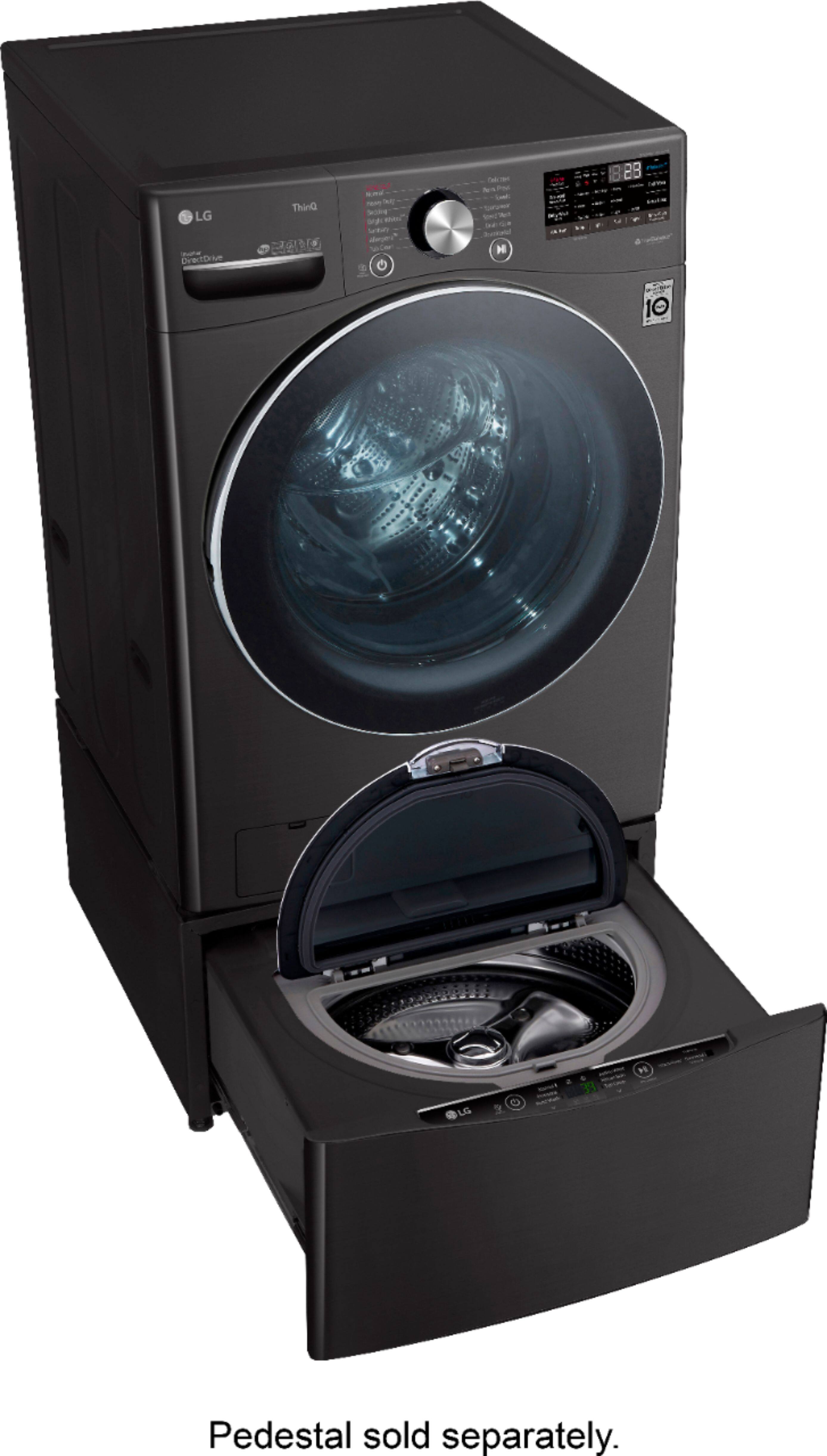 Alt View 19. LG - 5.0 Cu. Ft. High-Efficiency Stackable Smart Front Load Washer with Steam and Built-In Intelligence - Black Steel.