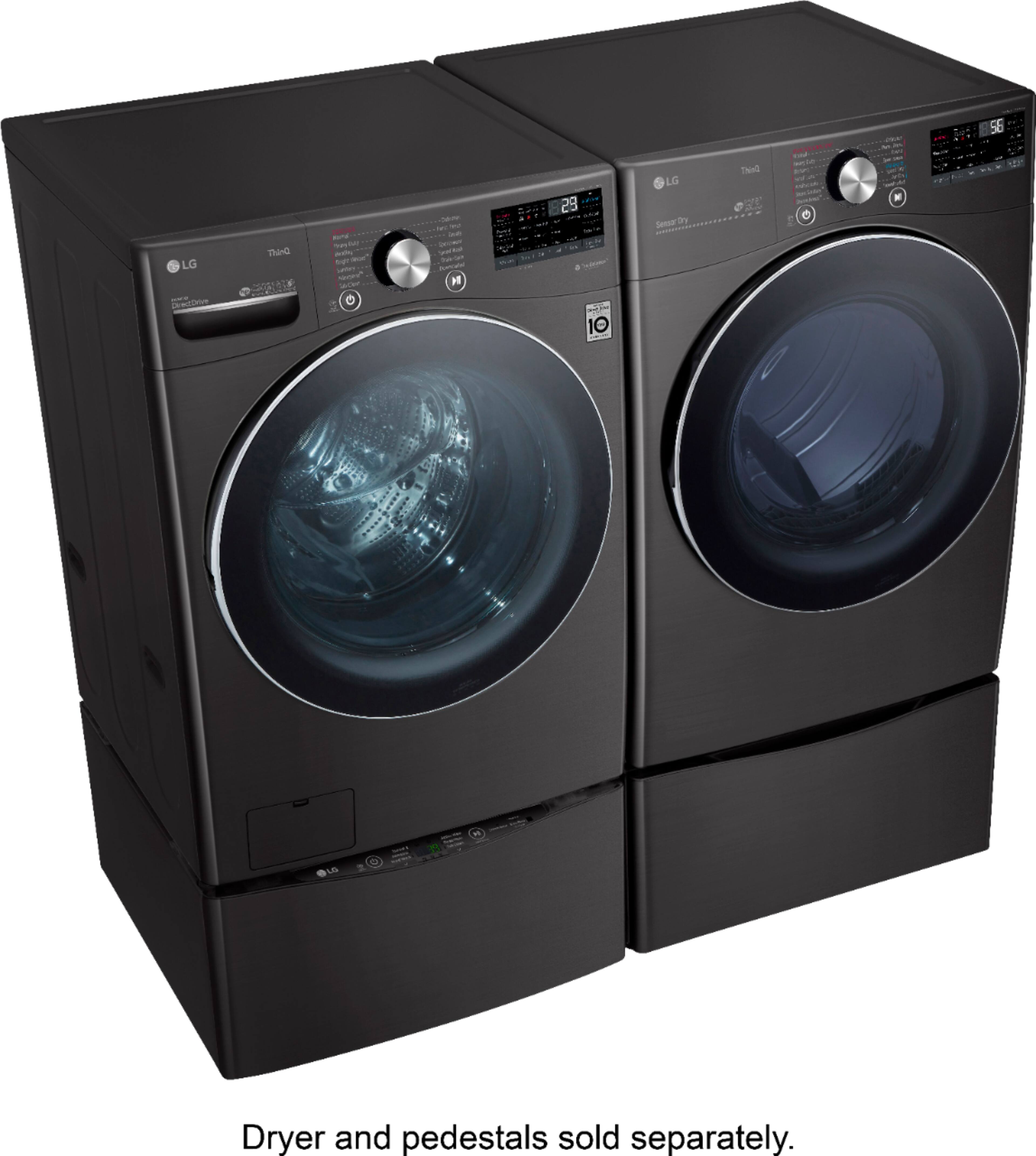 Alt View 23. LG - 5.0 Cu. Ft. High-Efficiency Stackable Smart Front Load Washer with Steam and Built-In Intelligence - Black Steel.