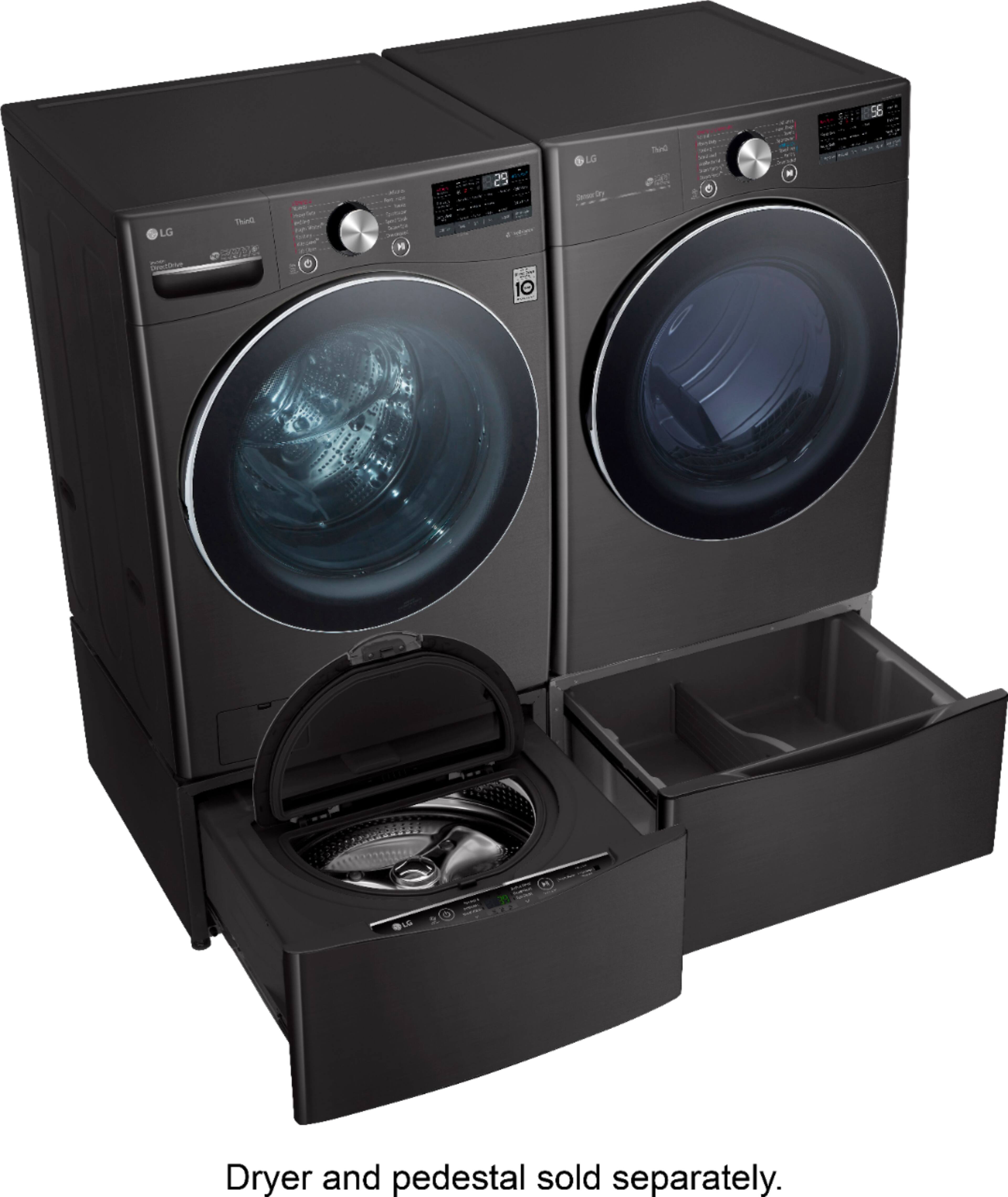 Alt View 24. LG - 5.0 Cu. Ft. High-Efficiency Stackable Smart Front Load Washer with Steam and Built-In Intelligence - Black Steel.