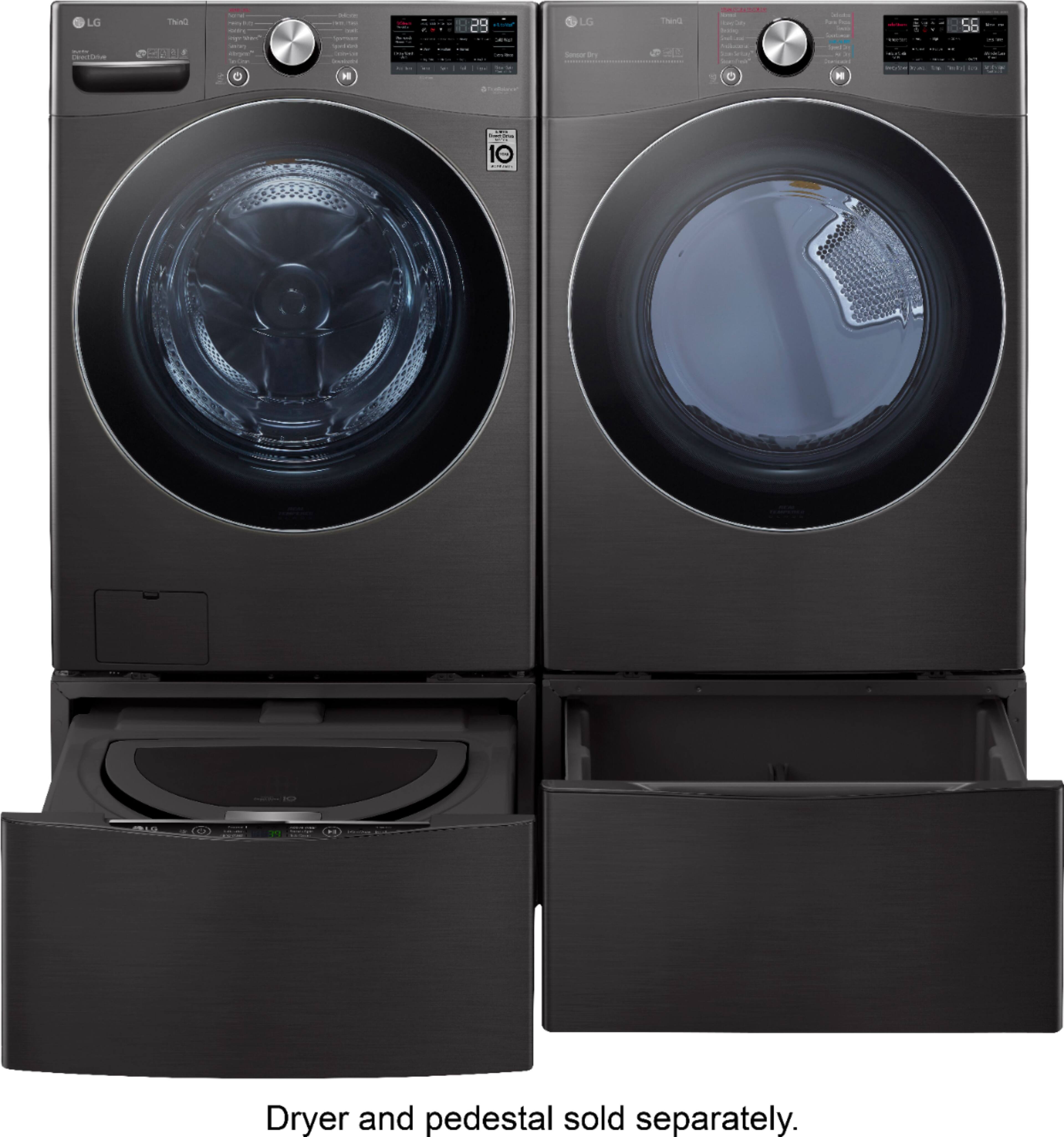 Alt View 25. LG - 5.0 Cu. Ft. High-Efficiency Stackable Smart Front Load Washer with Steam and Built-In Intelligence - Black Steel.