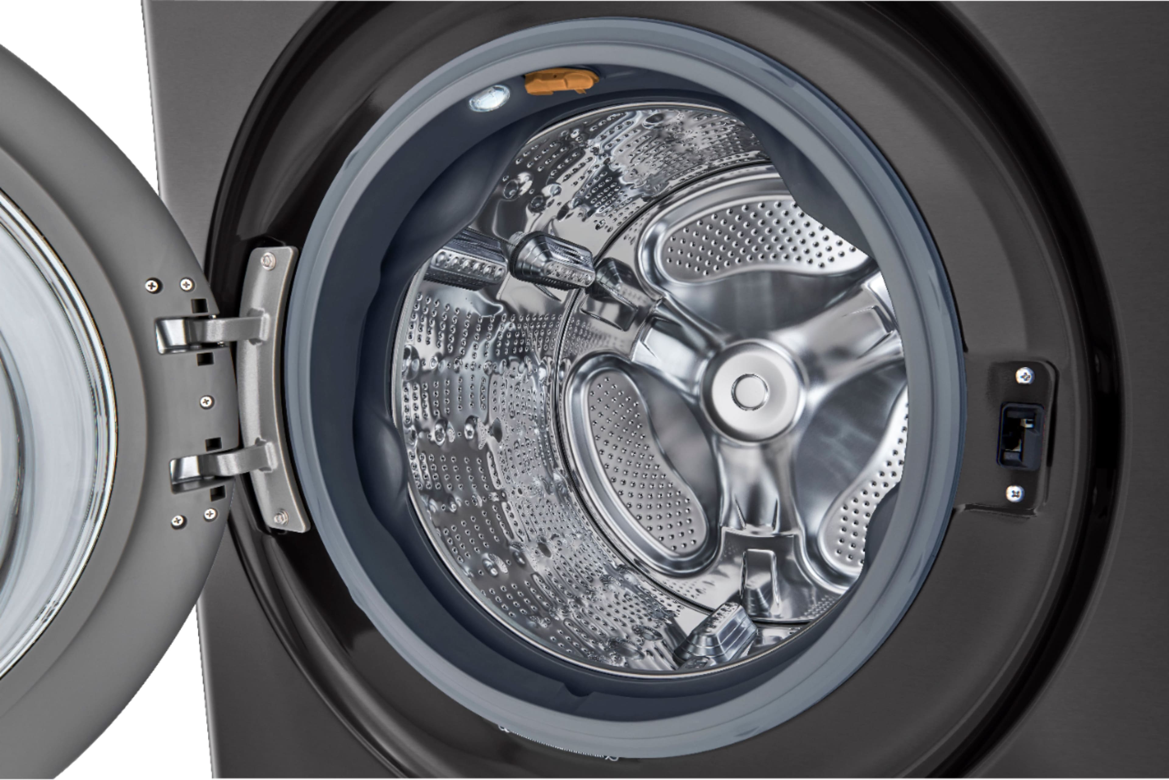 Alt View 4. LG - 5.0 Cu. Ft. High-Efficiency Stackable Smart Front Load Washer with Steam and Built-In Intelligence - Black Steel.