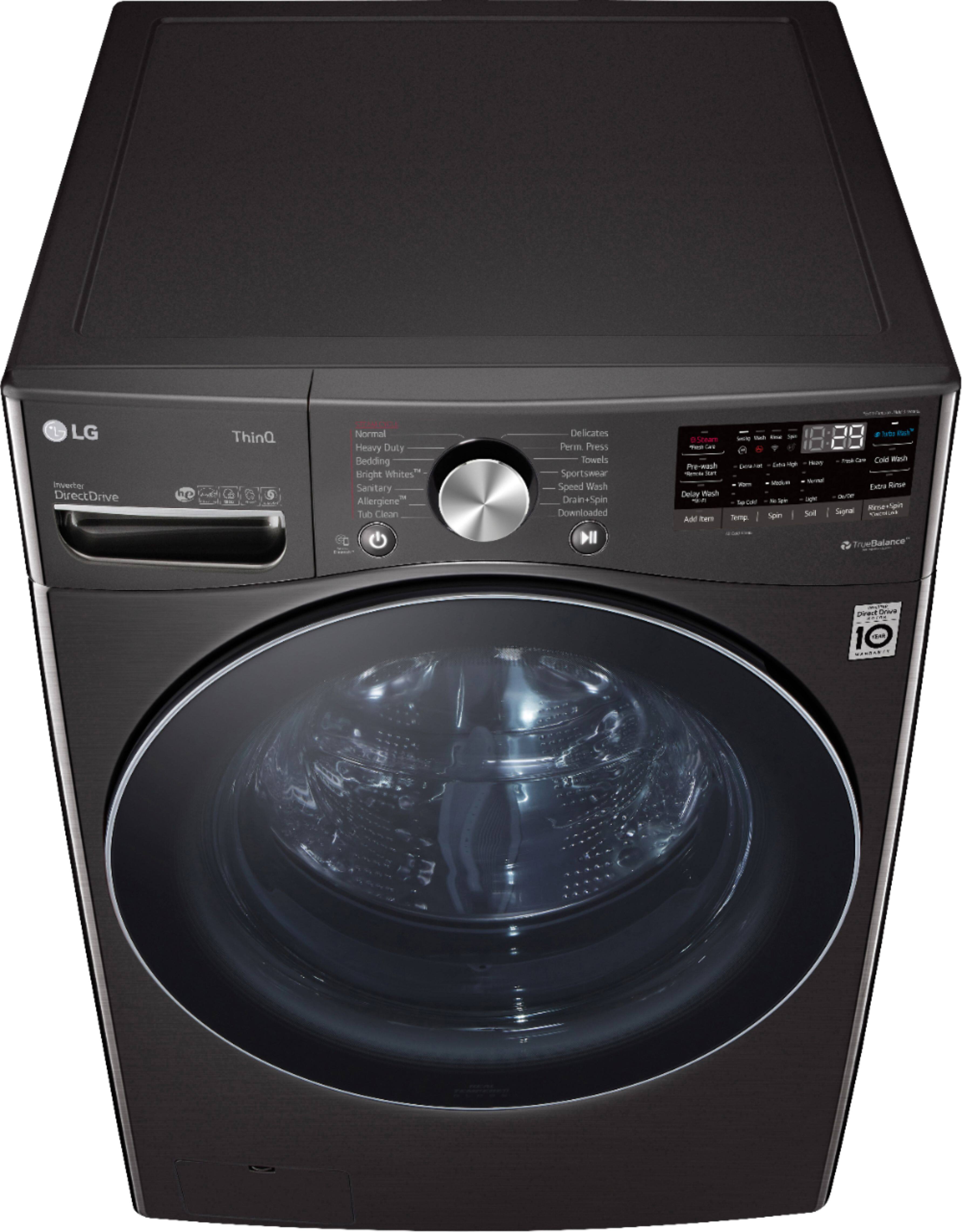 Alt View 6. LG - 5.0 Cu. Ft. High-Efficiency Stackable Smart Front Load Washer with Steam and Built-In Intelligence - Black Steel.