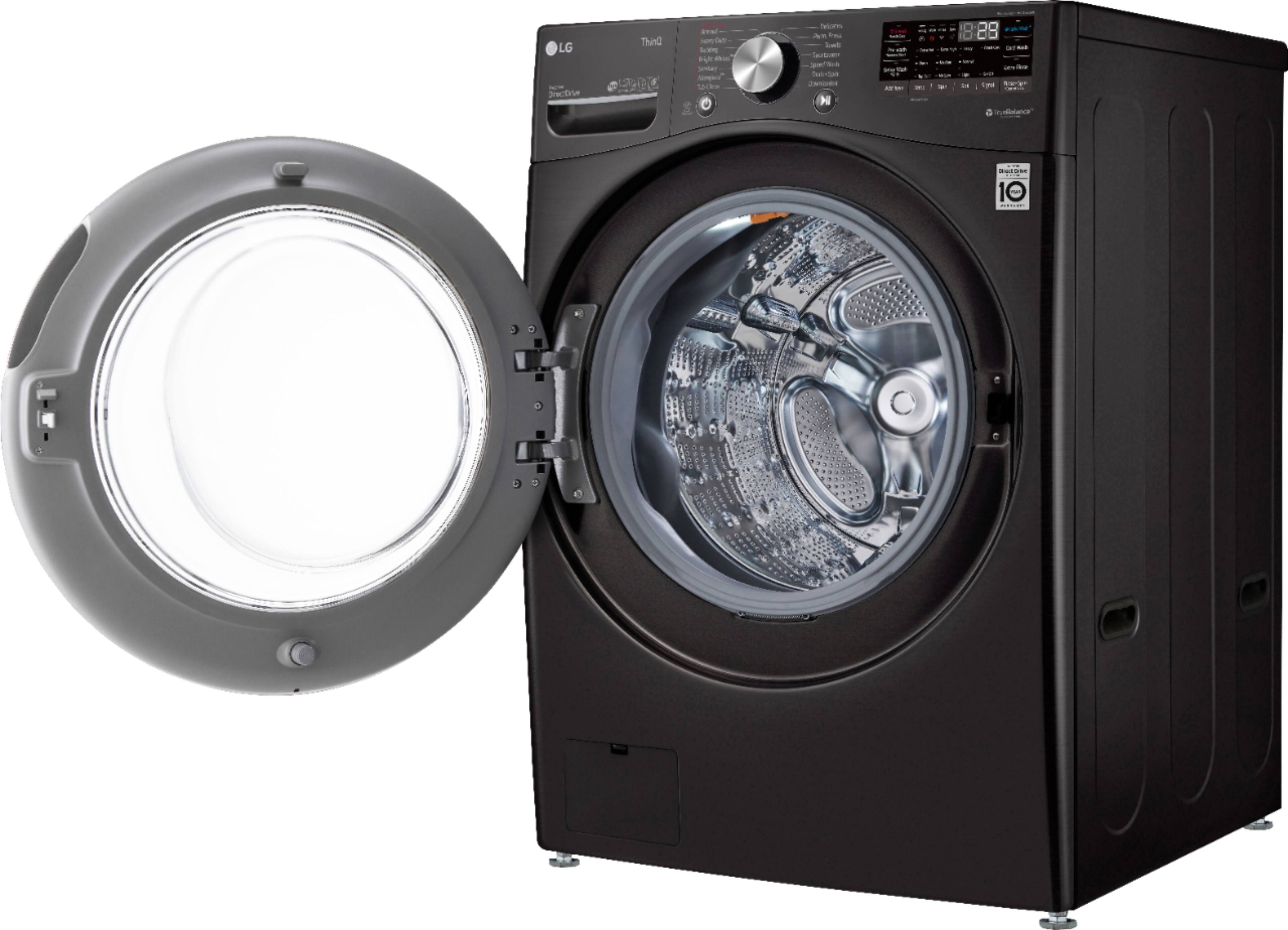 Alt View 11. LG - 5.0 Cu. Ft. High-Efficiency Stackable Smart Front Load Washer with Steam and Built-In Intelligence - Black Steel.