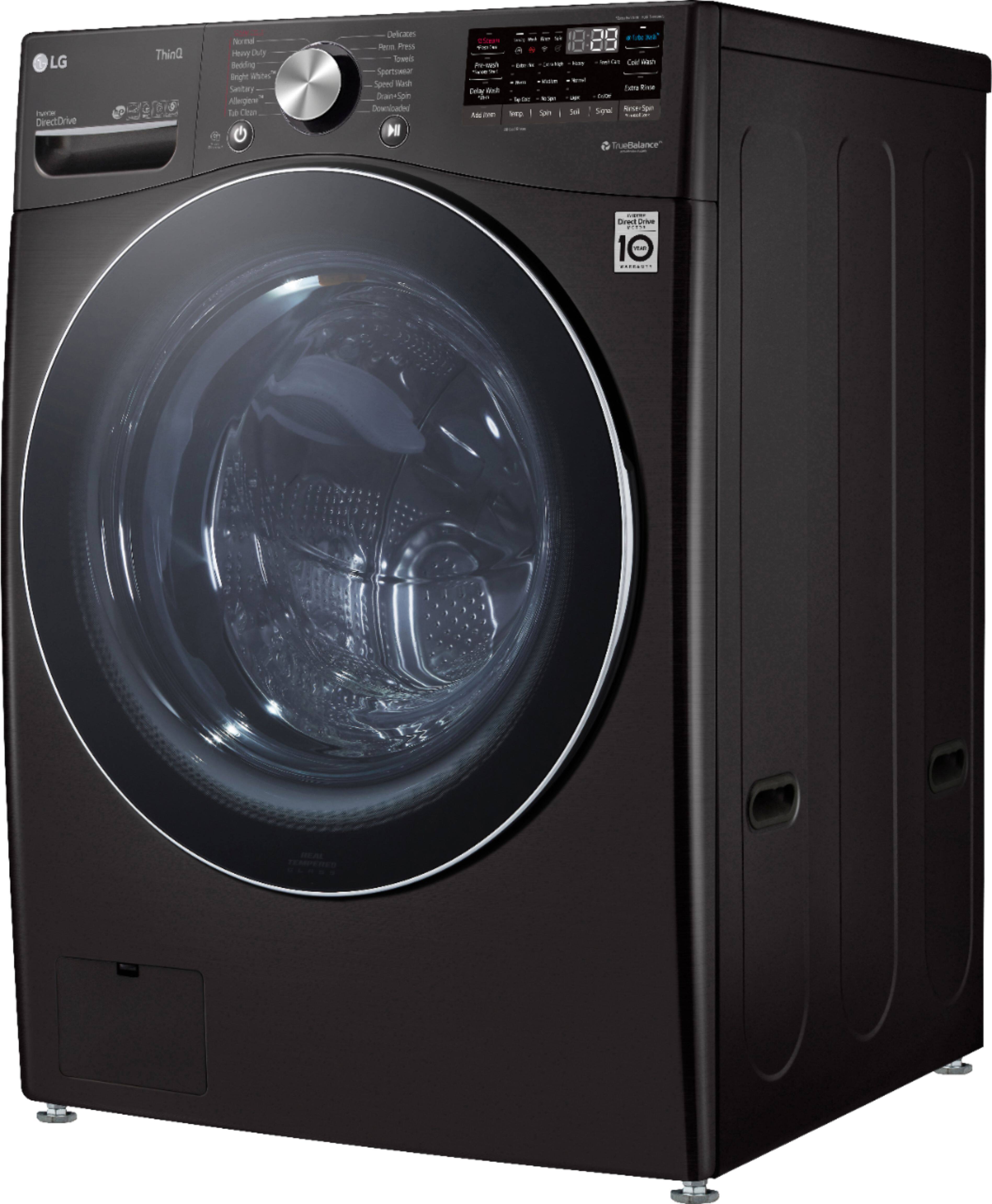 Alt View 1. LG - 5.0 Cu. Ft. High-Efficiency Stackable Smart Front Load Washer with Steam and Built-In Intelligence - Black Steel.