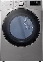 LG - 7.4 Cu. Ft. Stackable Smart Gas Dryer with Built In Intelligence - Graphite Steel - Front_Standard