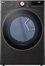 LG - 7.4 Cu. Ft. Stackable Smart Gas Dryer with Steam and Built-In Intelligence - Black steel - Front_Standard