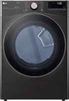 LG - 7.4 Cu. Ft. Stackable Smart Gas Dryer with Steam and Built-In Intelligence - Black steel - Front_Zoom