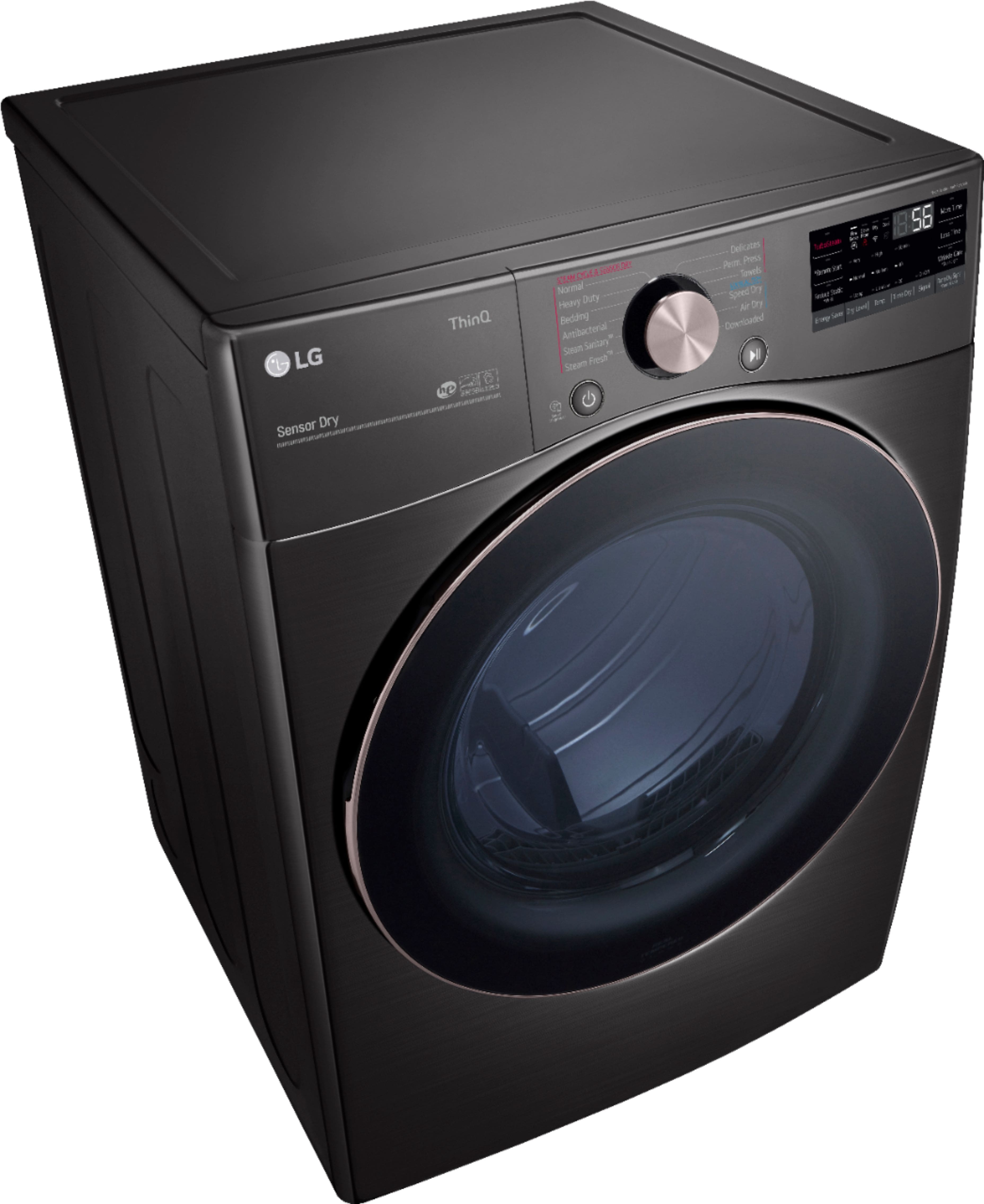 Alt View 11. LG - 7.4 Cu. Ft. Stackable Smart Gas Dryer with Steam and Built-In Intelligence - Black steel.