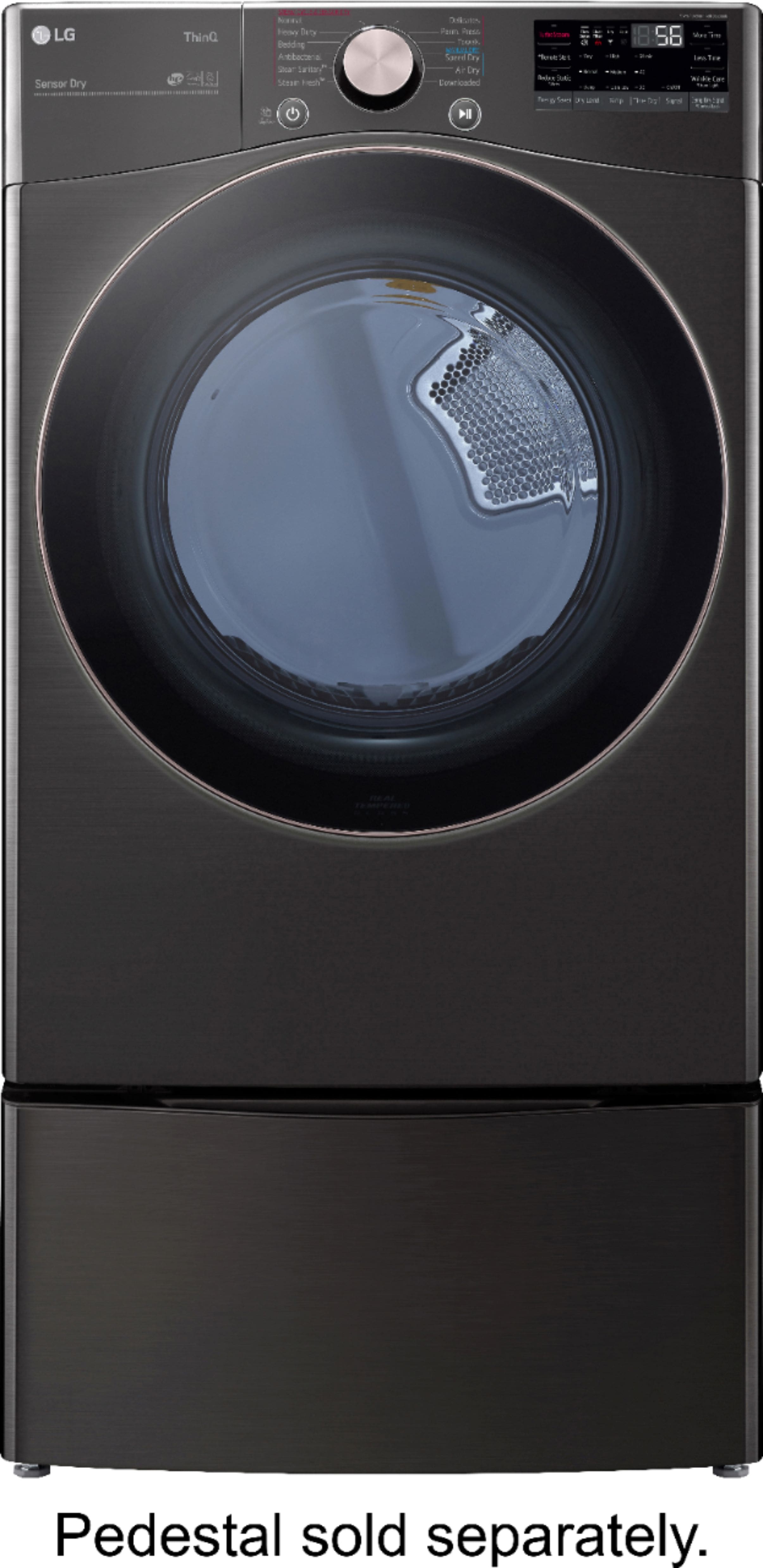 Alt View 14. LG - 7.4 Cu. Ft. Stackable Smart Gas Dryer with Steam and Built-In Intelligence - Black steel.