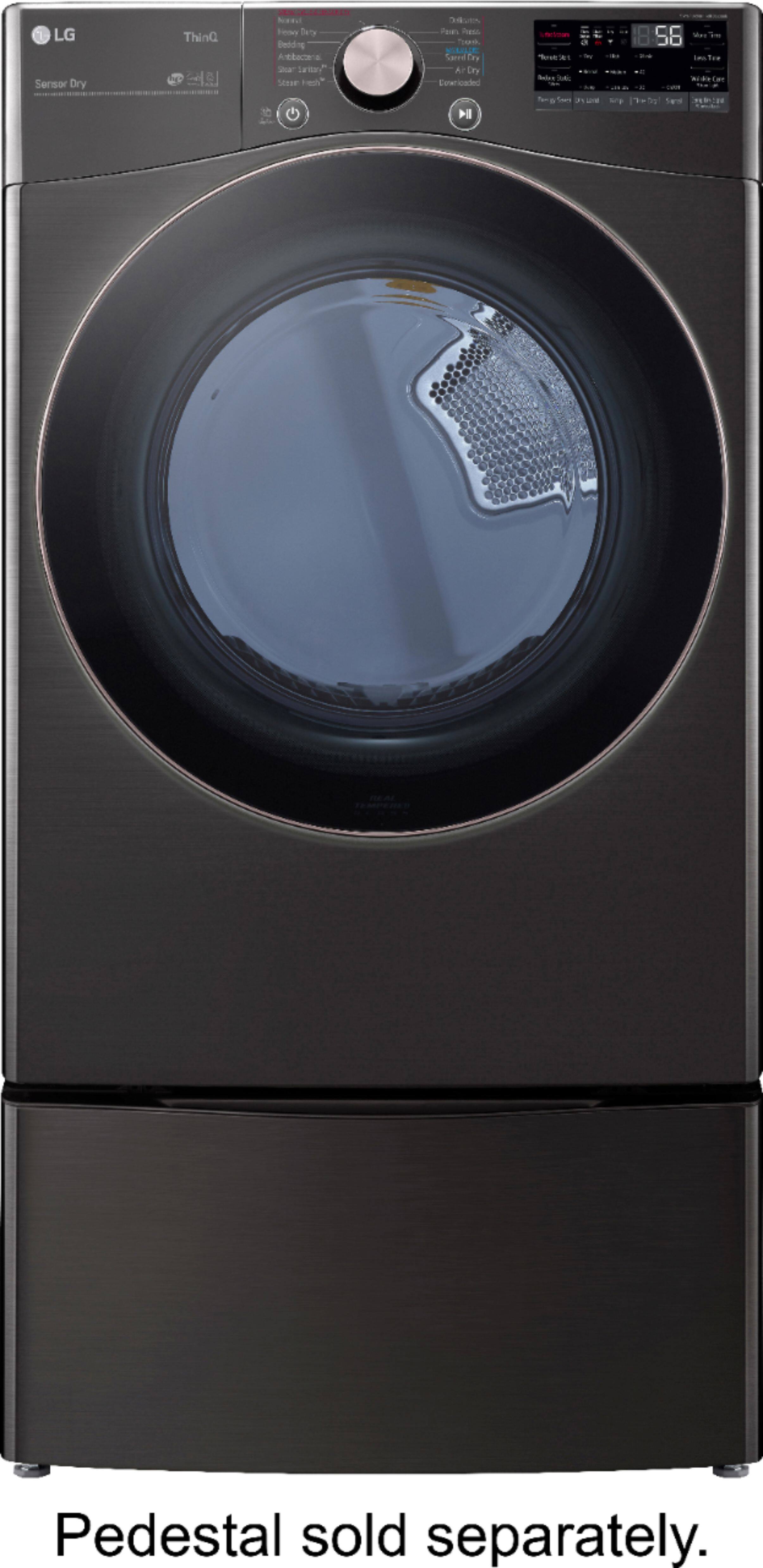 Alt View 14. LG - 7.4 Cu. Ft. Stackable Smart Gas Dryer with Steam and Built-In Intelligence - Black steel.