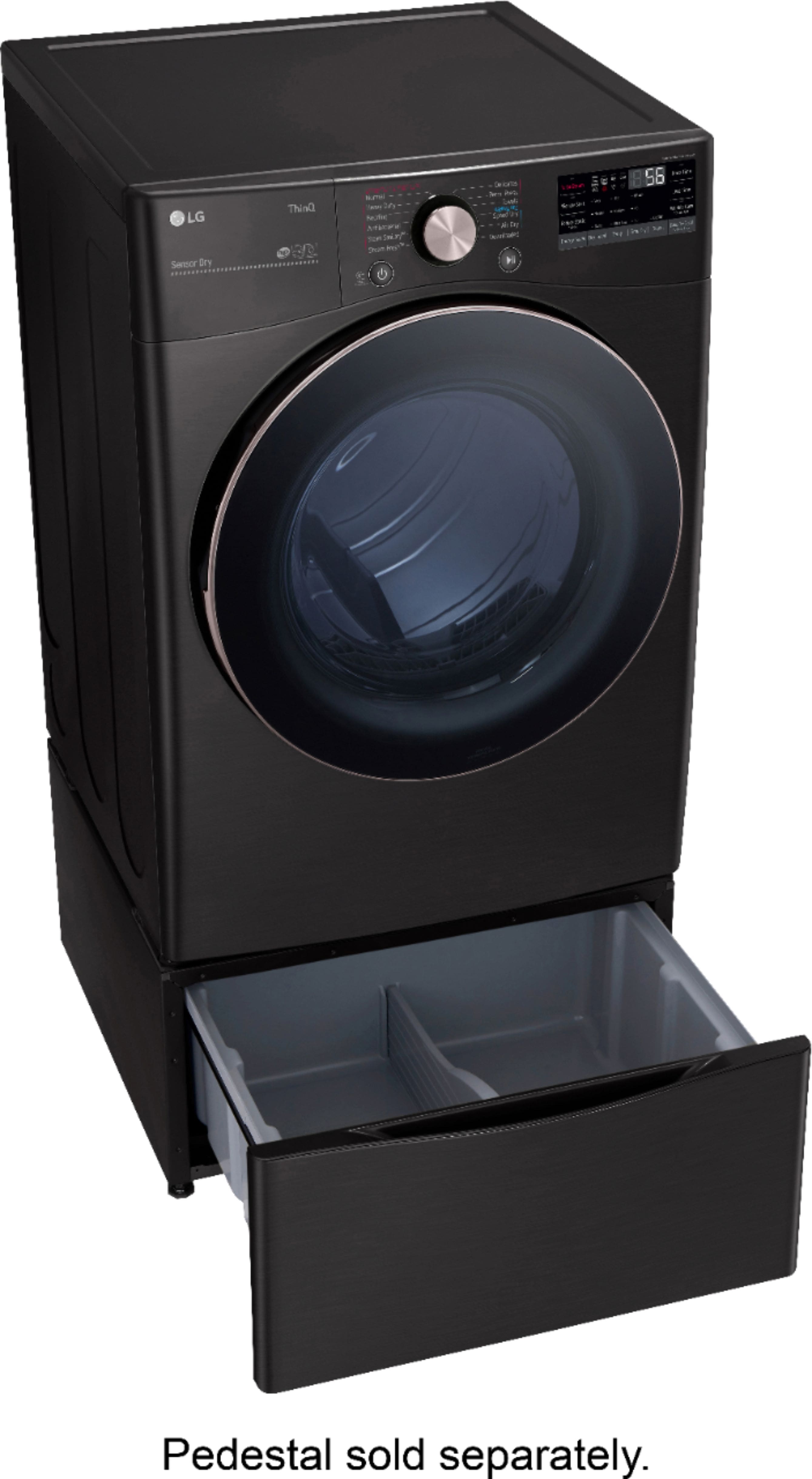 Alt View 16. LG - 7.4 Cu. Ft. Stackable Smart Gas Dryer with Steam and Built-In Intelligence - Black steel.