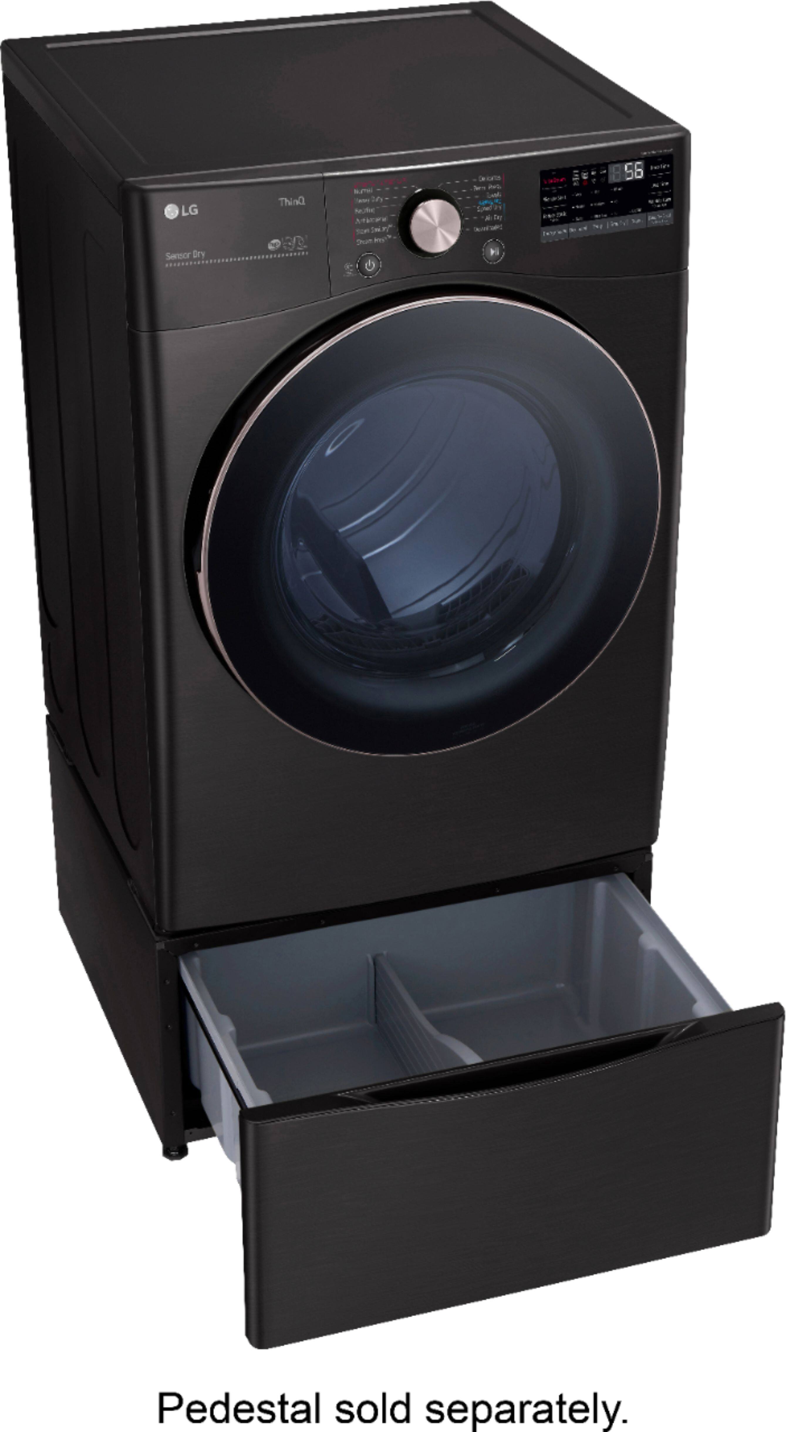 Alt View 16. LG - 7.4 Cu. Ft. Stackable Smart Gas Dryer with Steam and Built-In Intelligence - Black steel.