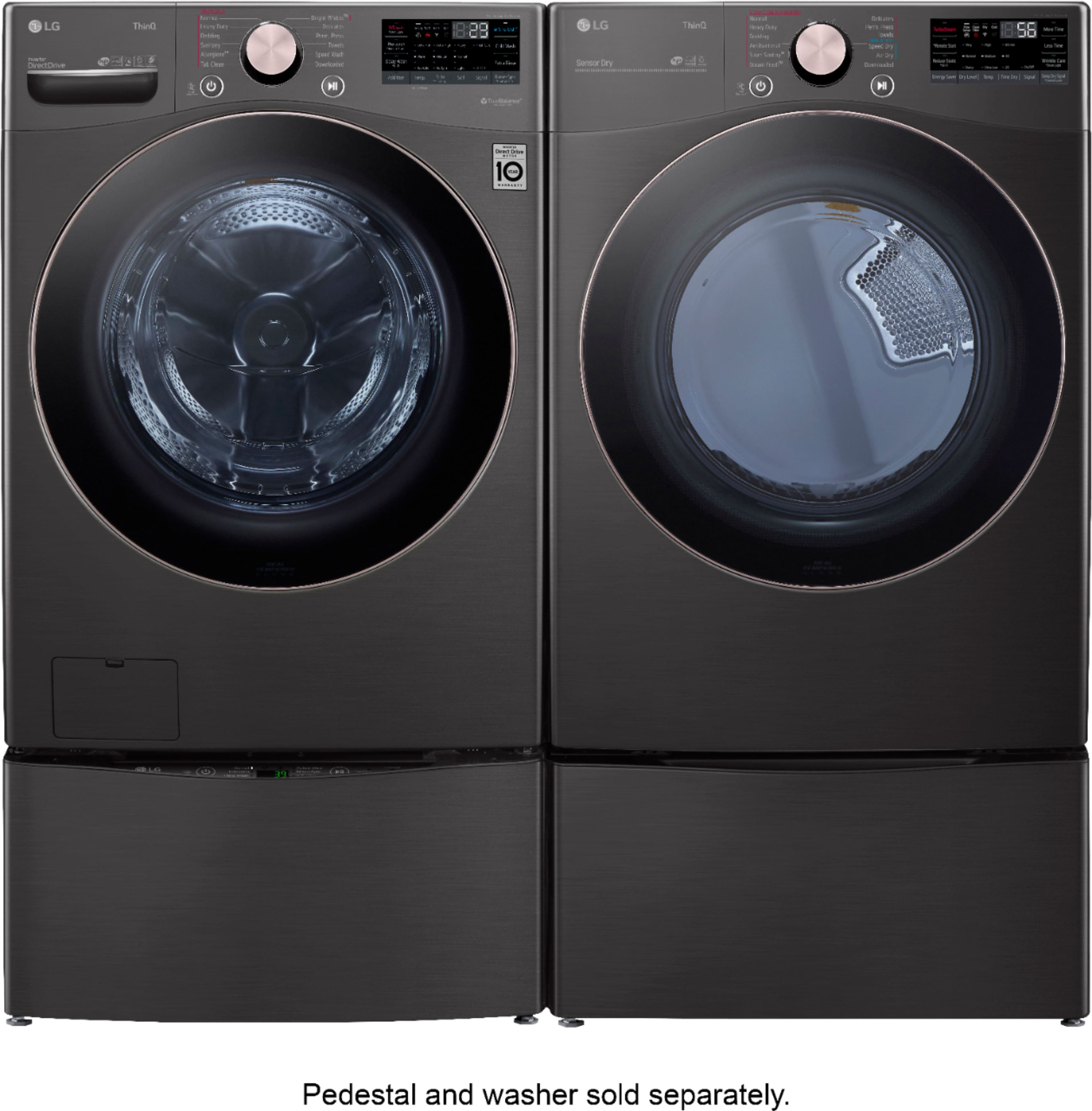 Alt View 18. LG - 7.4 Cu. Ft. Stackable Smart Gas Dryer with Steam and Built-In Intelligence - Black steel.